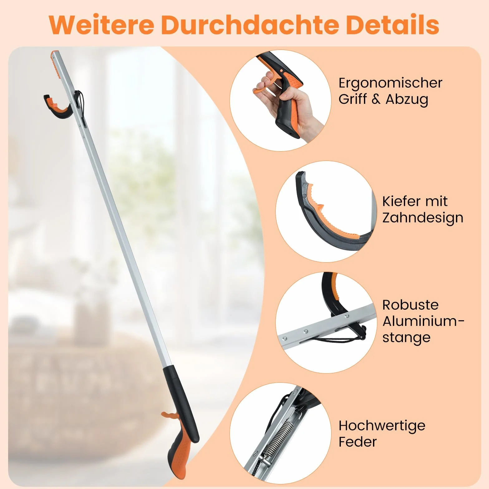 COSTWAY Szczypce chwytakowe 88 cm dla seniorów antypoślizgowe aluminiowe