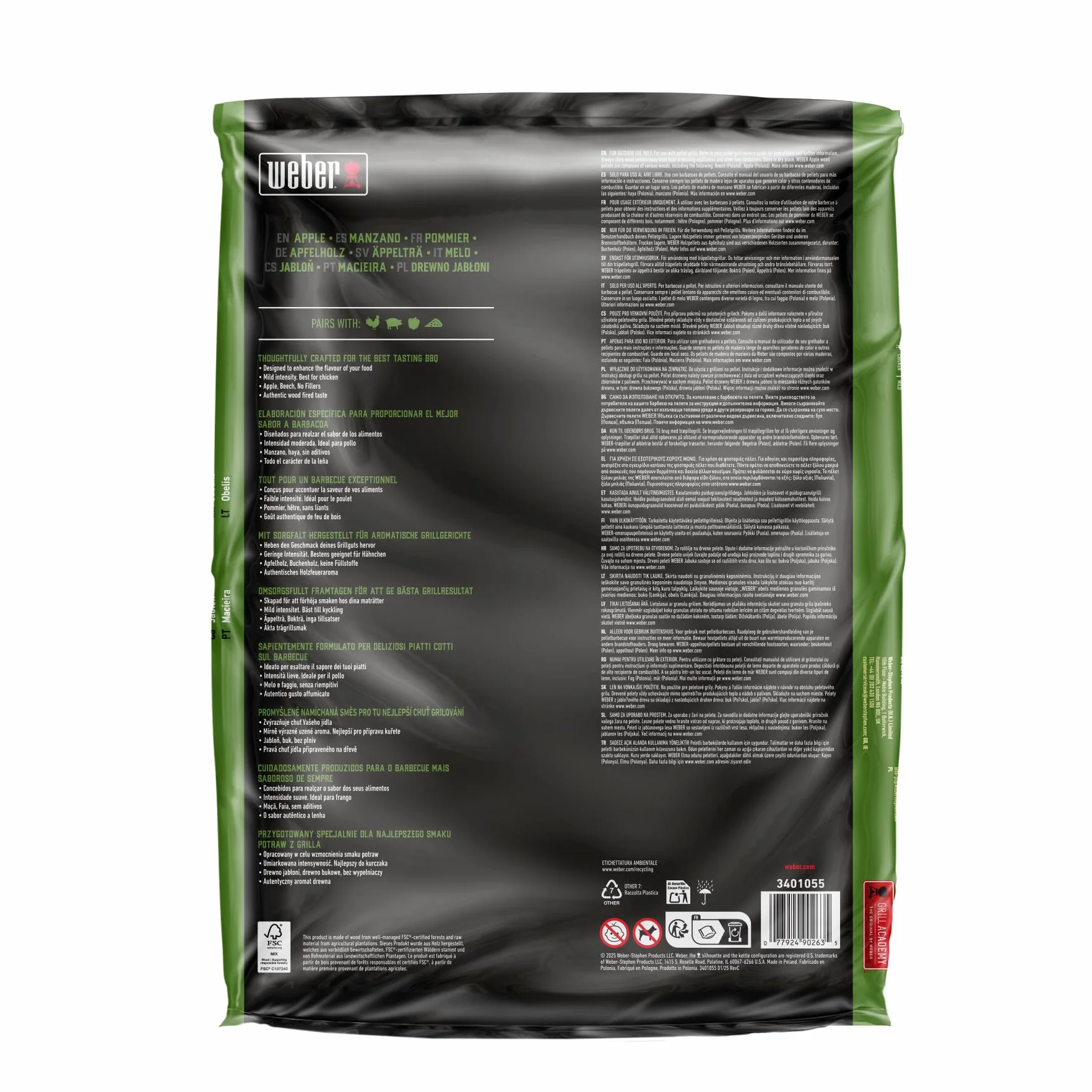 Weber pellety z drewna jabłkowego do grilla na pellet 100% naturalne