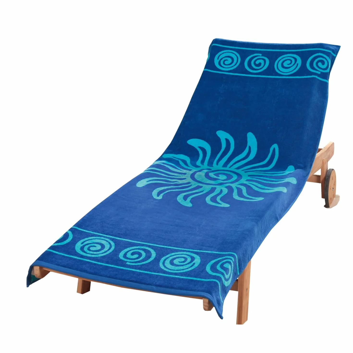 Delindo Lifestyle Pokrowiec frotte na leżankę ogrodową Tropical Sun Blue 83x200 cm 100% bawełny