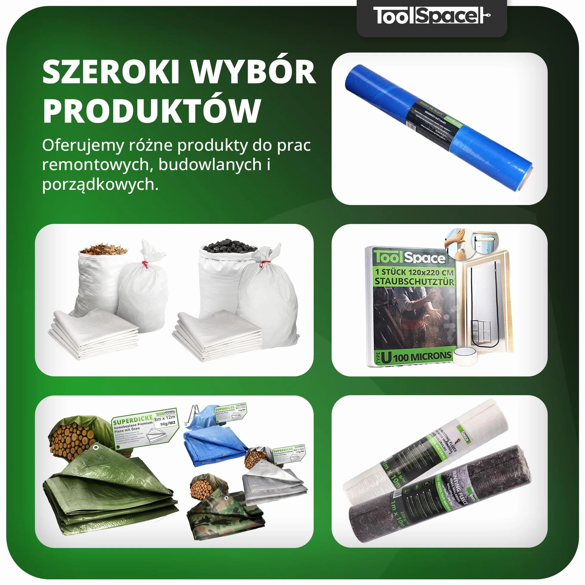 ToolSpace Worek polipropylenowy 105x65 cm 50 kg Worki transportowe