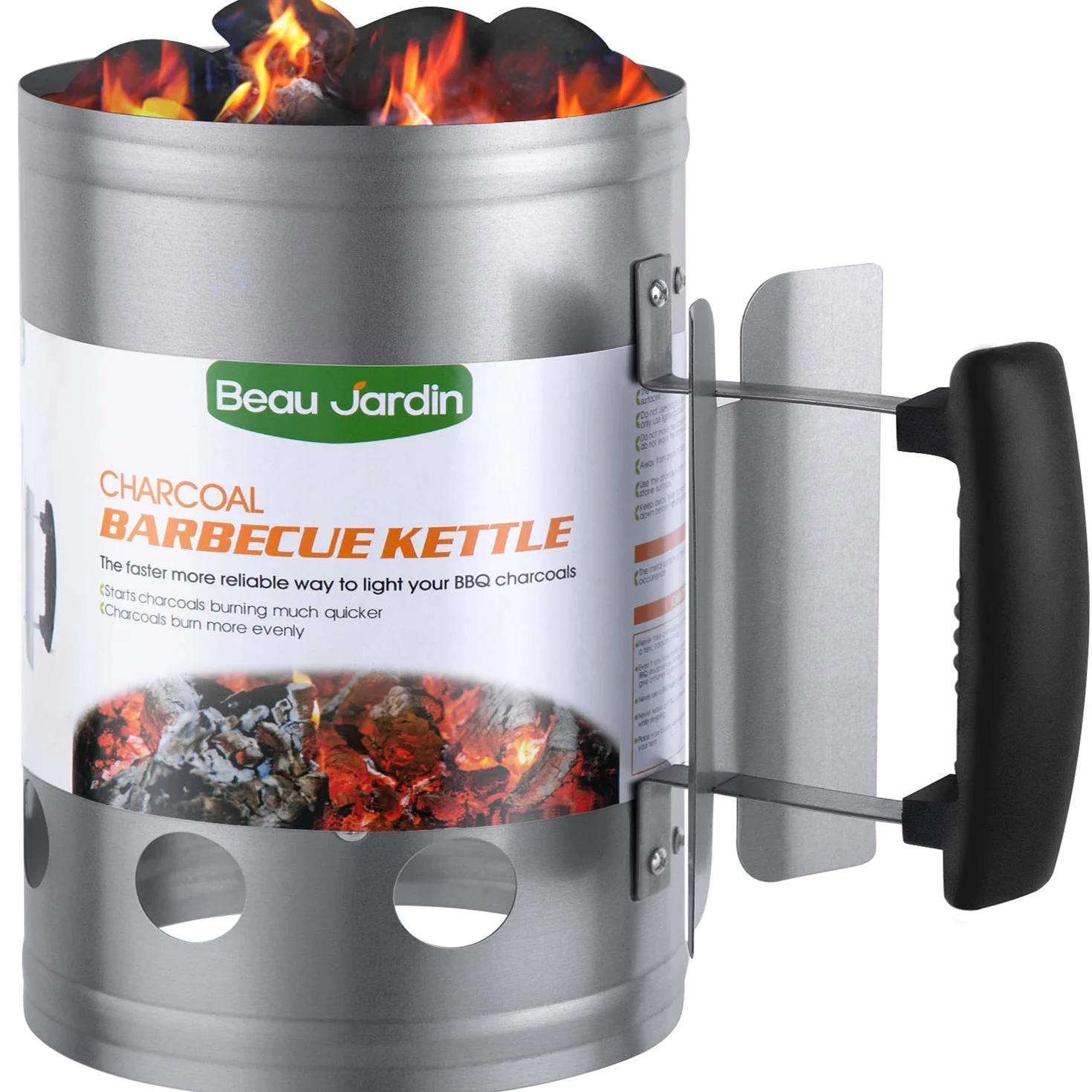 BEAU JARDIN 28x18cm Komin do podpalania Rapidfire Grillen Węgiel Podpalacz węgla drzewnego do BBQ Starter do grilla Kompaktowy Starter węglowy Podpalacz węgla drzewnego Podpalacz do grilla Kolumna