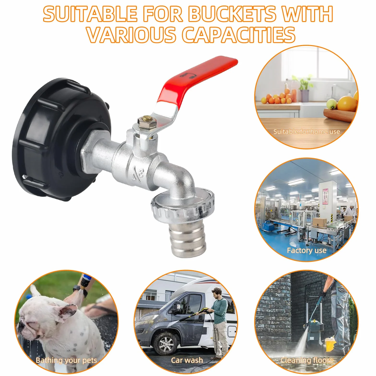 Akcesoria do zbiornika IBC 1000 l, kran spustowy 3/4", adapter