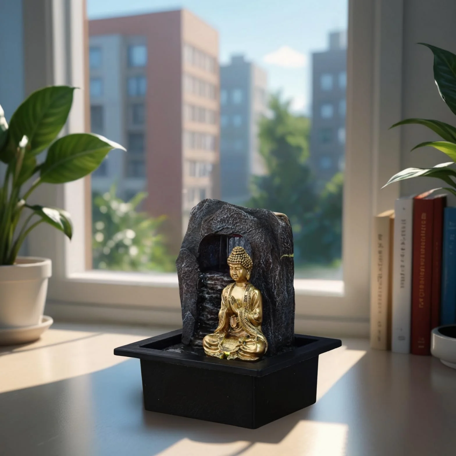 Zen'Light Zen Dao fontanna, żywica syntetyczna, brąz, 21 x 17 x 25 cm