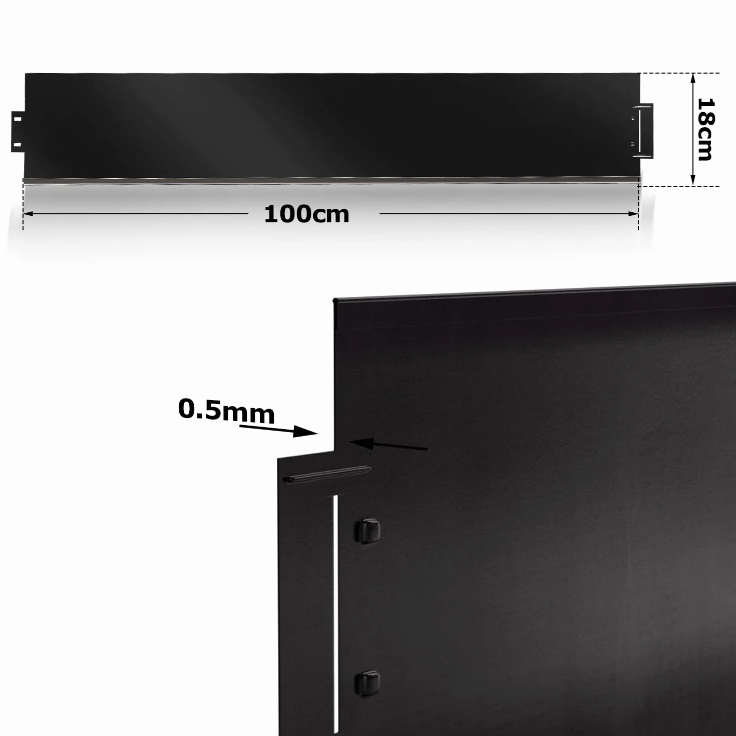 Herrselsam Krawędź trawnika ocynkowana, metalowa, 5 m, 10 m, 15 m, 20 m, 25 m, 30 m, 35 m, 40 m, 45 m, 50 m, 100 x 18 cm, obramowanie rabatki, krawędź do koszenia, metalowa palisada, czarna (długość