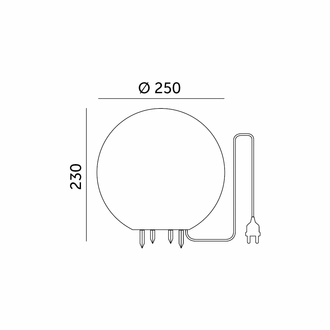 Lampa ogrodowa imitacja kamienia kula świetlna zewnętrzna IP65 lampa ogrodowa zewnętrzna, kabel IP65 2m dekoracja ogrodowa, oświetlenie ogrodowe z zasilaniem (ø25 cm S)