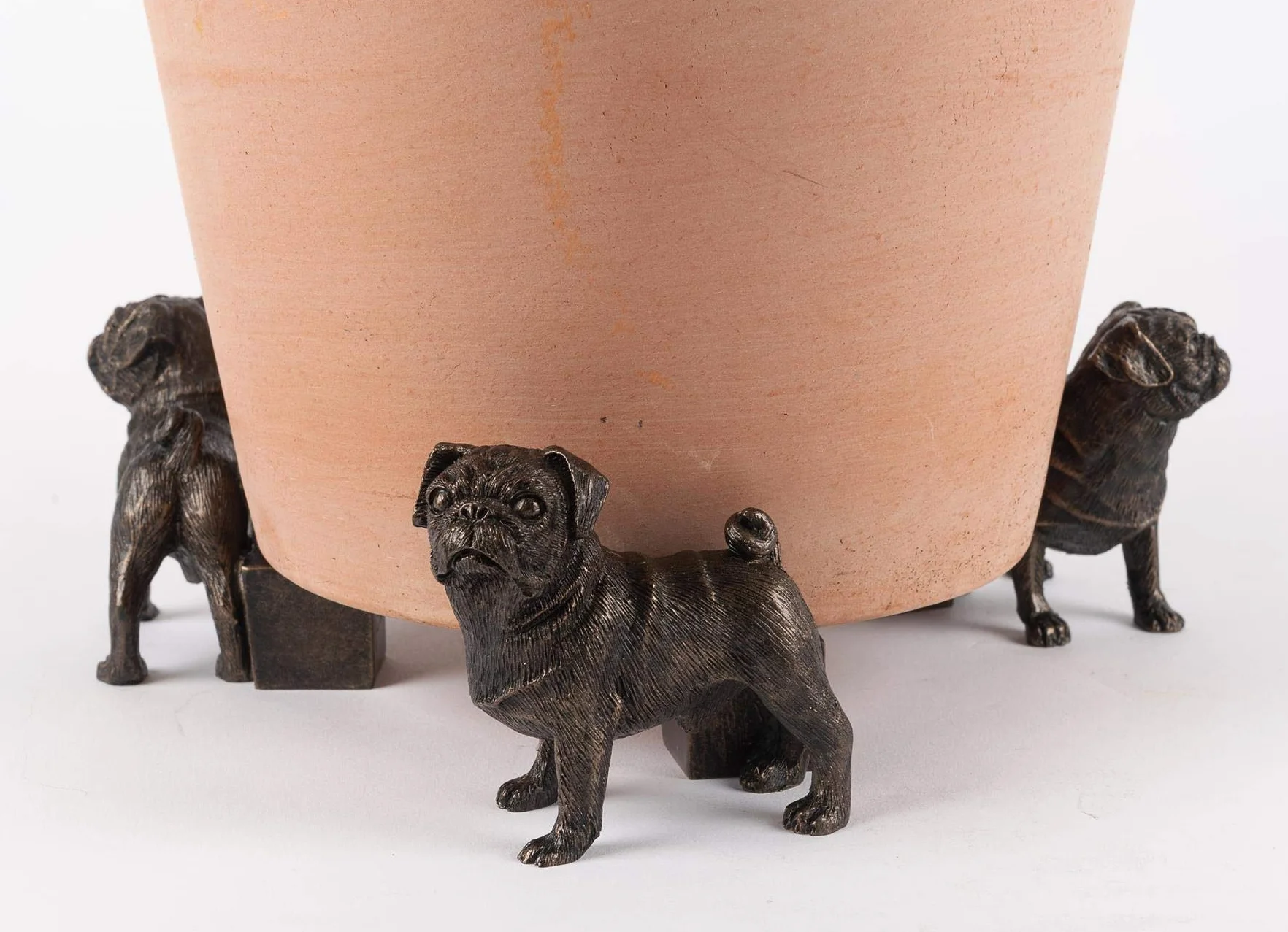 Potty Feet Figurki mopsa na doniczki - podpórka do roślin - ręcznie robione dekoracje - 3 szt