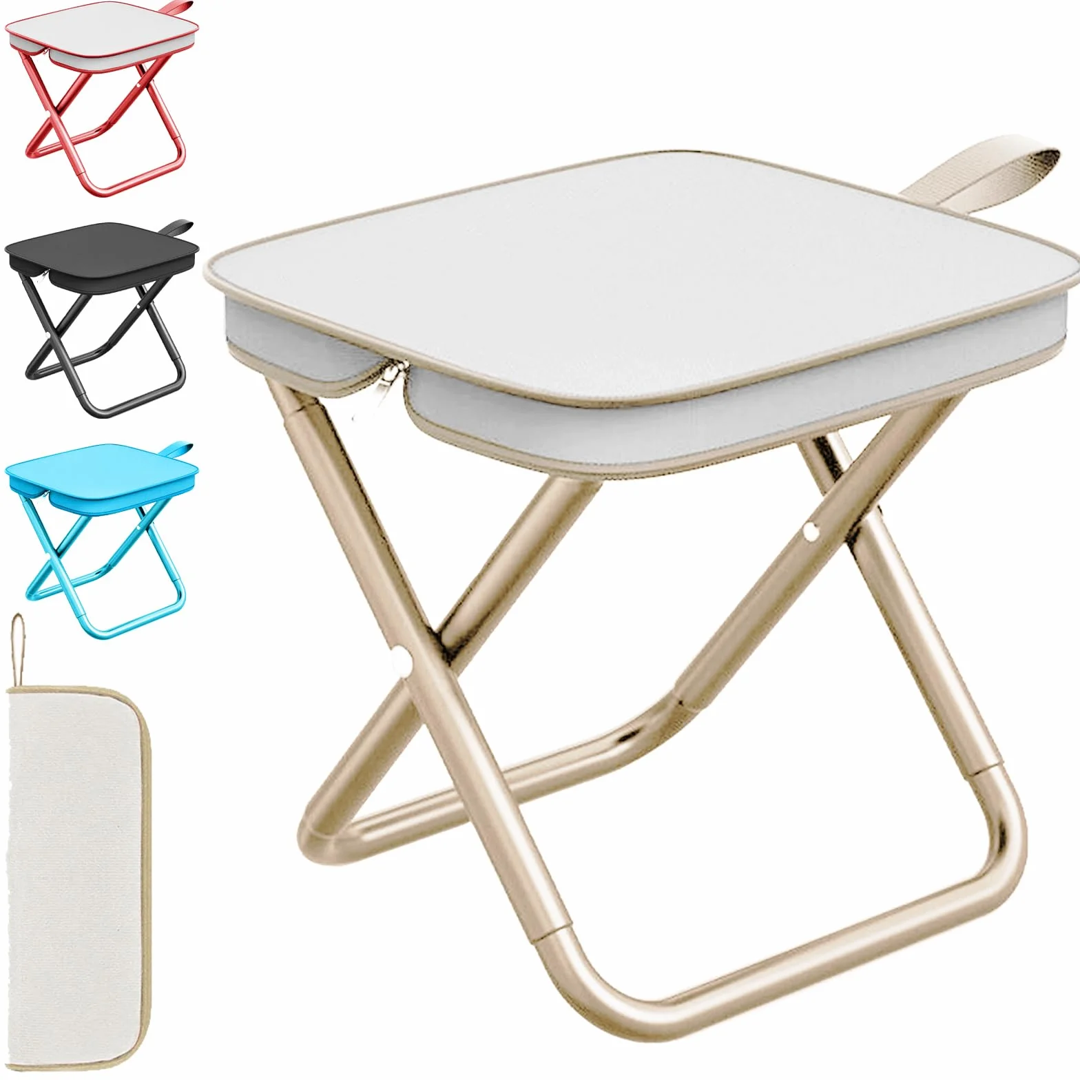 Składany stołek mini LUKIUP 28 cm do podróży, ogrodu, plaży (Kaki)