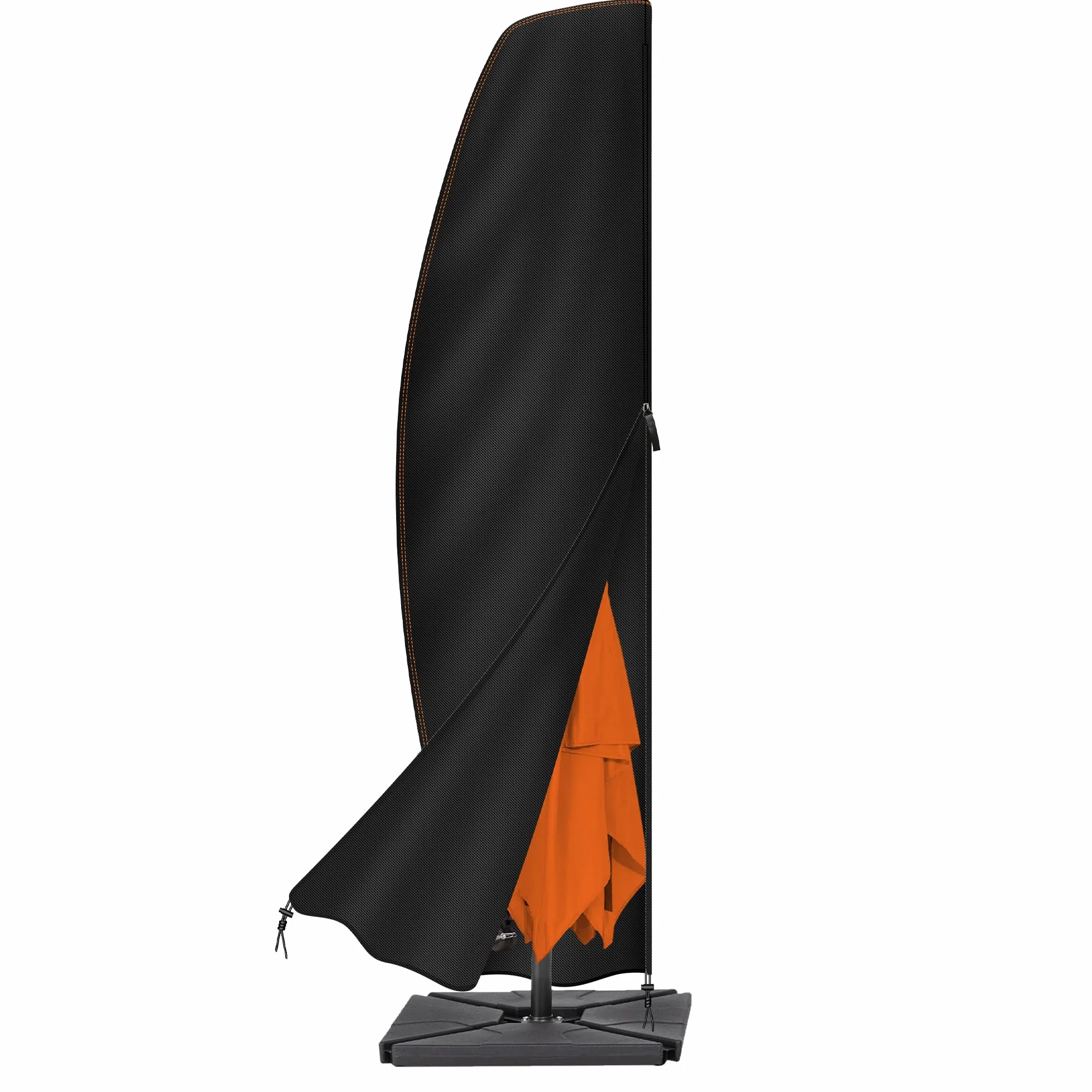 Wodoodporny pokrowiec na parasol przeciwsłoneczny Oxford 420D, z zamkiem błyskawicznym, 2,7 m do 3,4 m, czarny