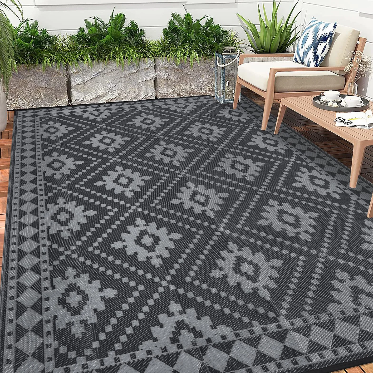 Enyhom Dywan outdoorowy 240 x 300 cm dwustronny odporny na UV z tworzywa sztucznego na taras
