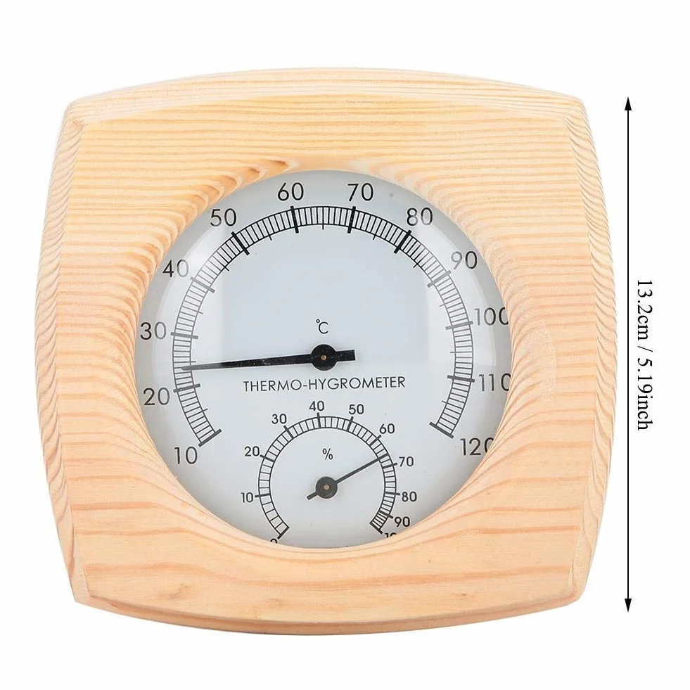 Fdit Drewniana sauna higrotermograf termometr higrometr Sauna pokój z drewna jodłowego Dial miernik temperatury wilgotności Monitor wewnętrzny