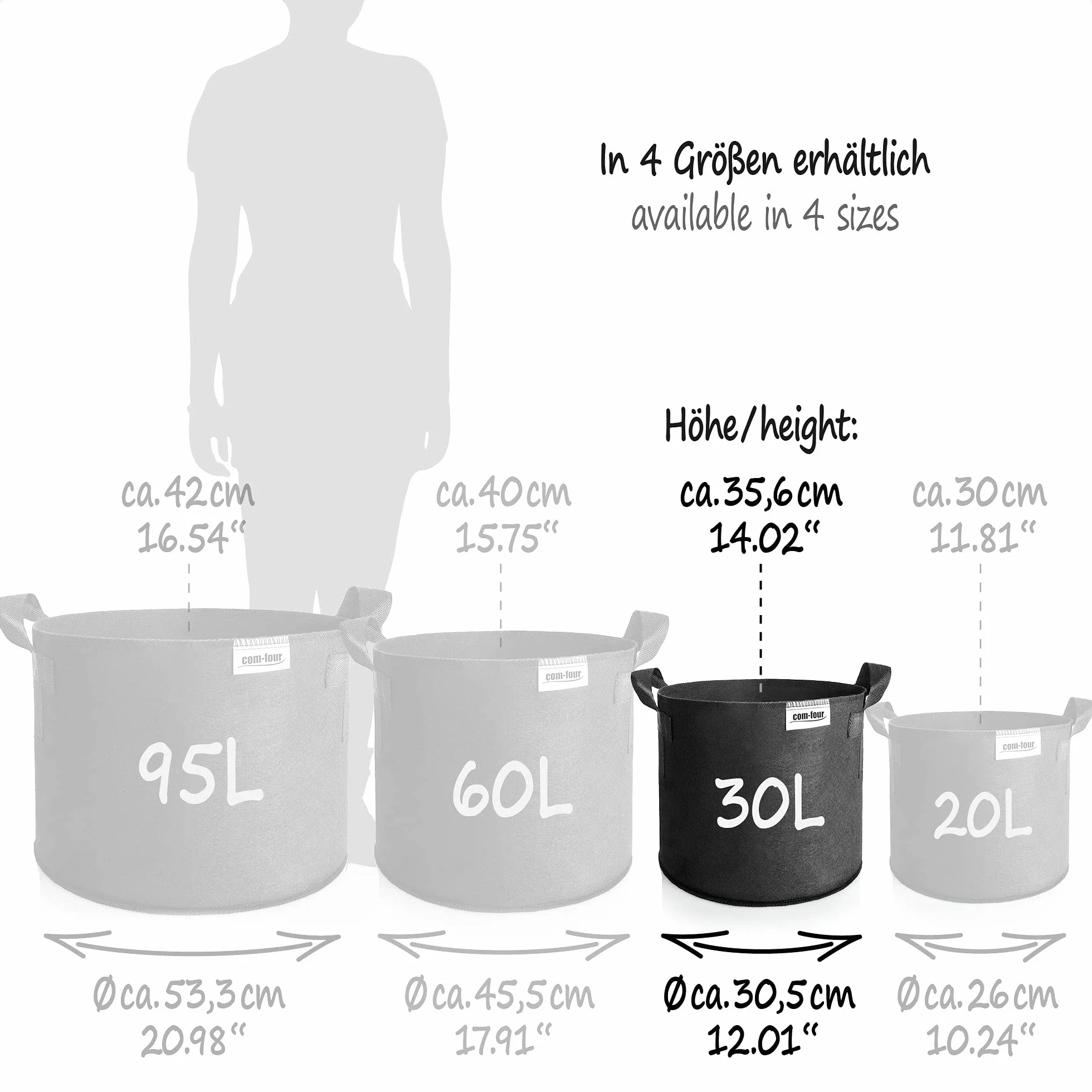 COM-FOUR® 5x worek na ziemniaki 30 L - pojemniki z uchwytami na pomidory - torba na rosliny - doniczka na sadzonki pomidorów - worek do ochrony roslin (30L - 5 sztuk)