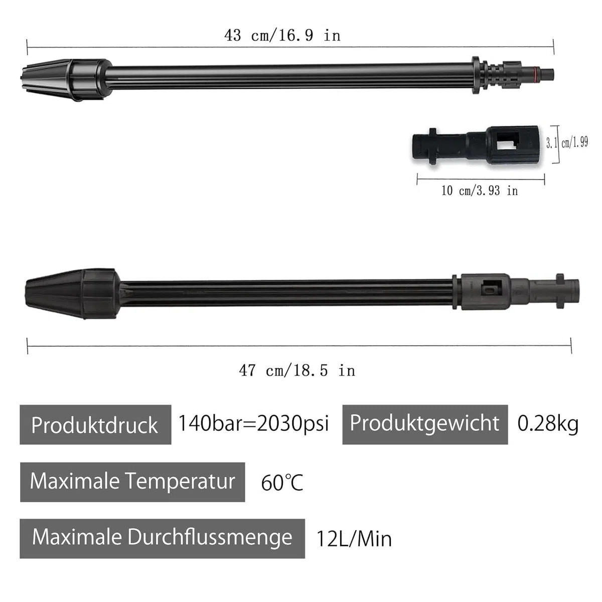 Frez brudu do myjki wysokociśnieniowej Kärcher Brud, dysza wirnikowa, czyszczenie samochodu, regulowana dysza natryskowa 150 bar, lanca natryskowa, myjka wysokociśnieniowa, akcesoria do Kärcher/Lavor