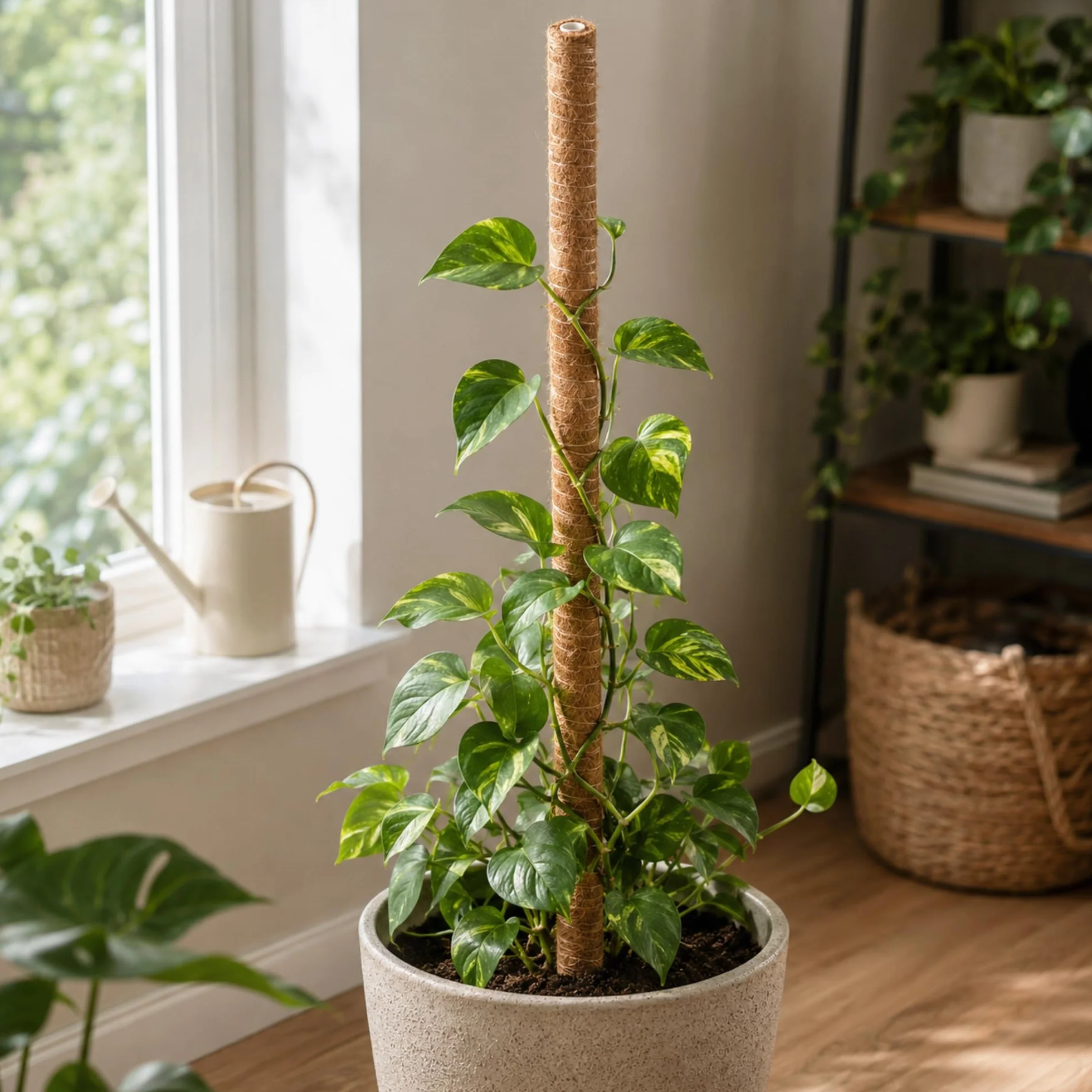 KADAX Monstera Podpora na rośliny pnące – 3-częściowy zestaw prętów z włókna kokosowego (90 cm), pręt kokosowy i pręt do mchu do roślin pokojowych, pomoc do wspinaczki i podpórki dla roślin, do użytku