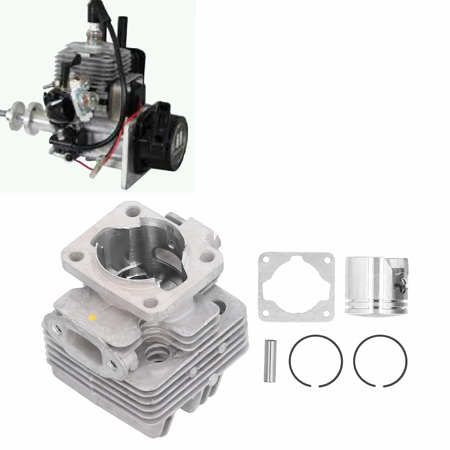 Cylinder do trymera, 34 mm cylindryczny pierścień tłoka klipsy zestaw uszczelek zamiennik dla TL26/CG260 1E34F części do cięcia trymera