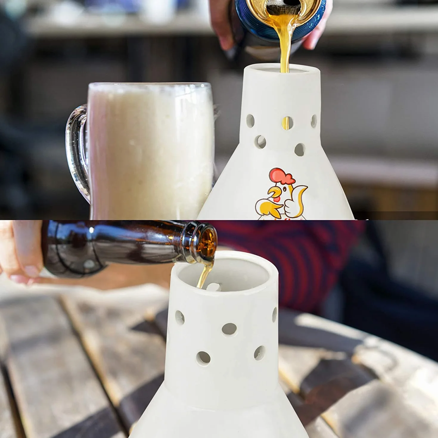 Onlyfire Ceramiczny Stojak na Pieczenie Kurczaków, Stojak na Puszkę na Piwo, Pionowy Drobi, Akcesoria do Grilla, Stojak do Pieczenia Kurczaka do Grillowania do Grillowania, Piekarnika lub Palacza