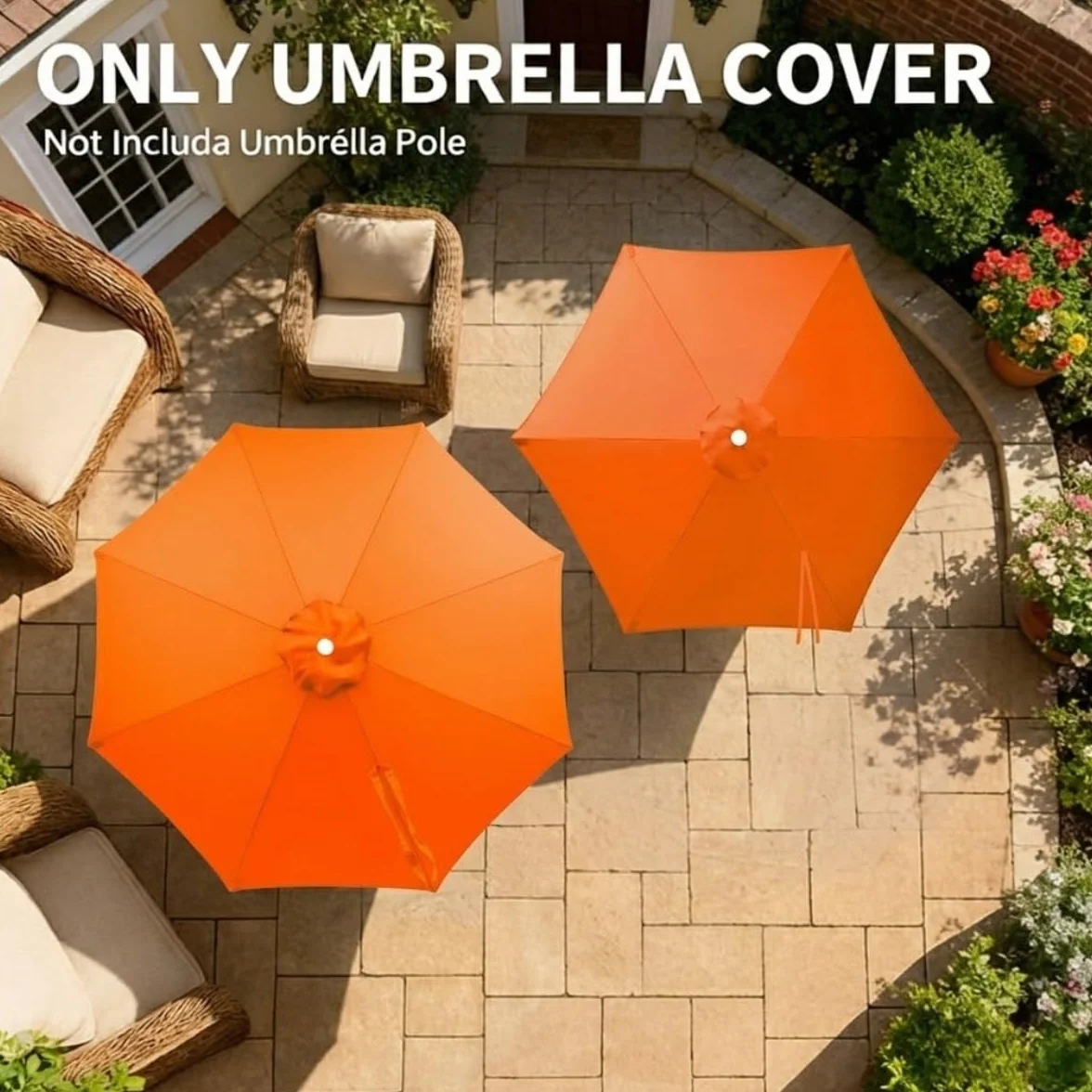 2m 2.5m 2.7m 3.0m 4.0m Wymienny Pokrowiec Na Parasol 6/8 Ramion UV30+ Wodoodporny Ogrodowy Parasolka Pokrycie Duży Daszek Słoneczny Plaża Ogród Patio Basen