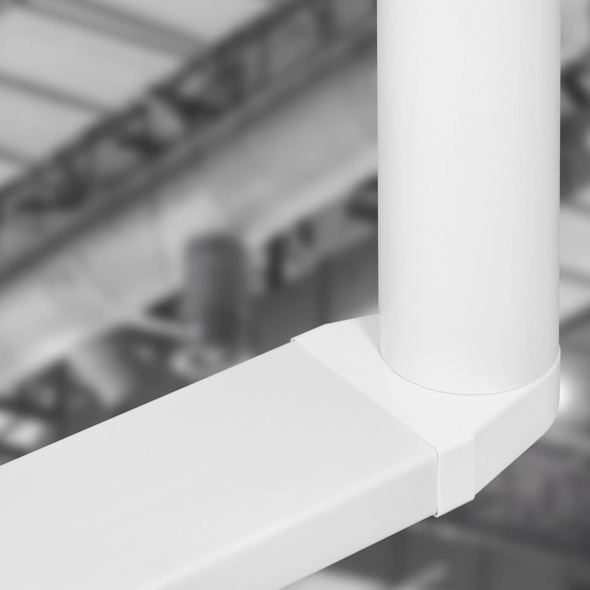 KOTARBAU® Kolano łącznikowe do kanału płaskiego 204 x 60 mm z okrągłym otworem ⌀ 150 mm Biały Plastik