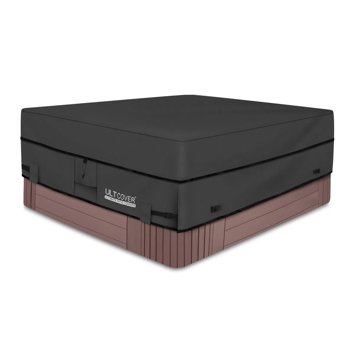 ULTCOVER Wodoodporny kwadratowy pokrowiec na wannę z hydromasażem 600D na zewnątrz pokrowce SPA 215 x 215 cm, czarny