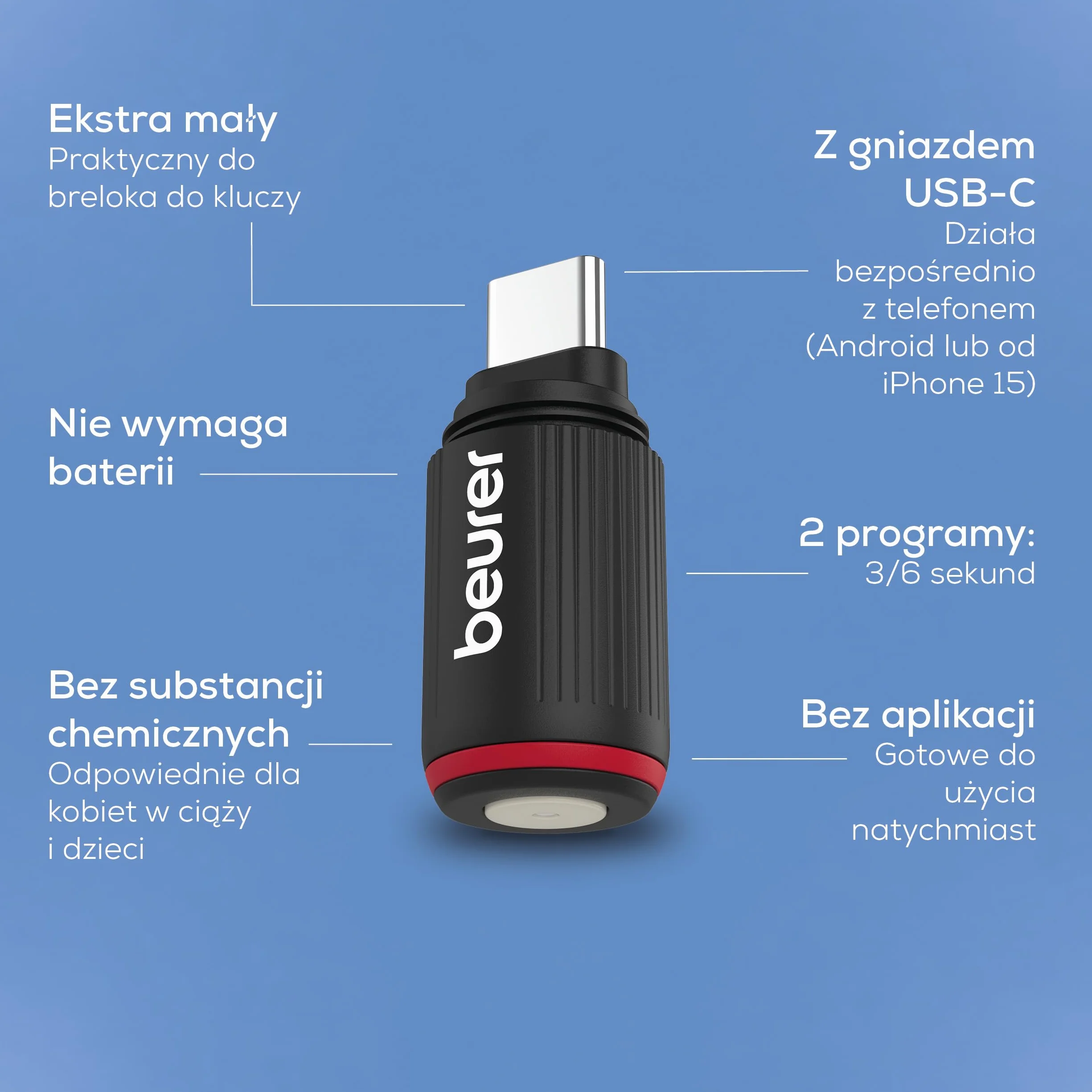 Beurer BiteX Go Deep Black środek na ukąszenia owadów do smartfona USB-C