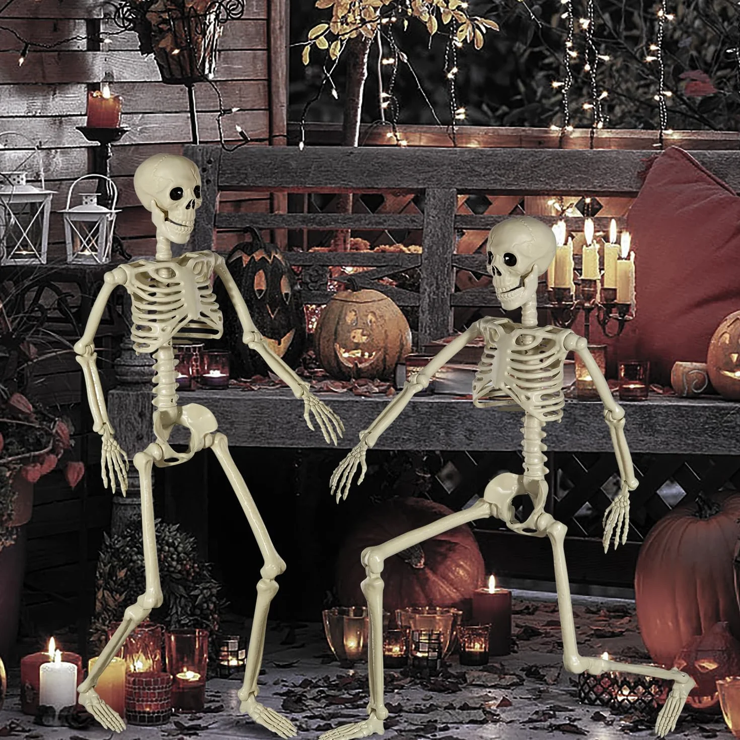 Możliwy szkielet na Halloween, 90 cm, szkielet na Halloween z ruchomymi przegubami, na Halloween, do wewnątrz, do ogrodu, domu, na patio, dekoracje (90 cm)