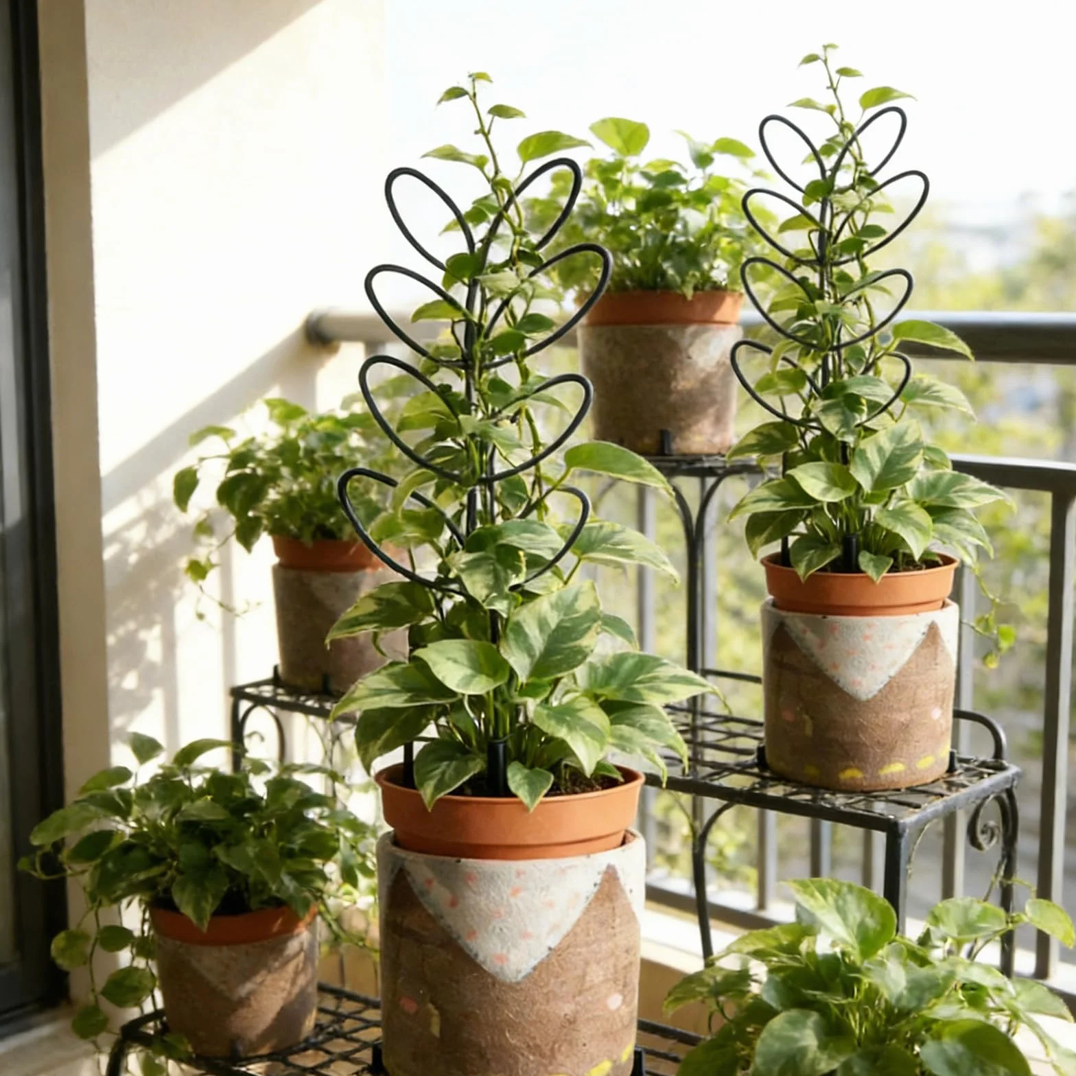 Qianyu Kratka do Roślin Pokojowych w Kształcie Liścia 2 sztuki Mała do Monstera Hoya Bluszczu