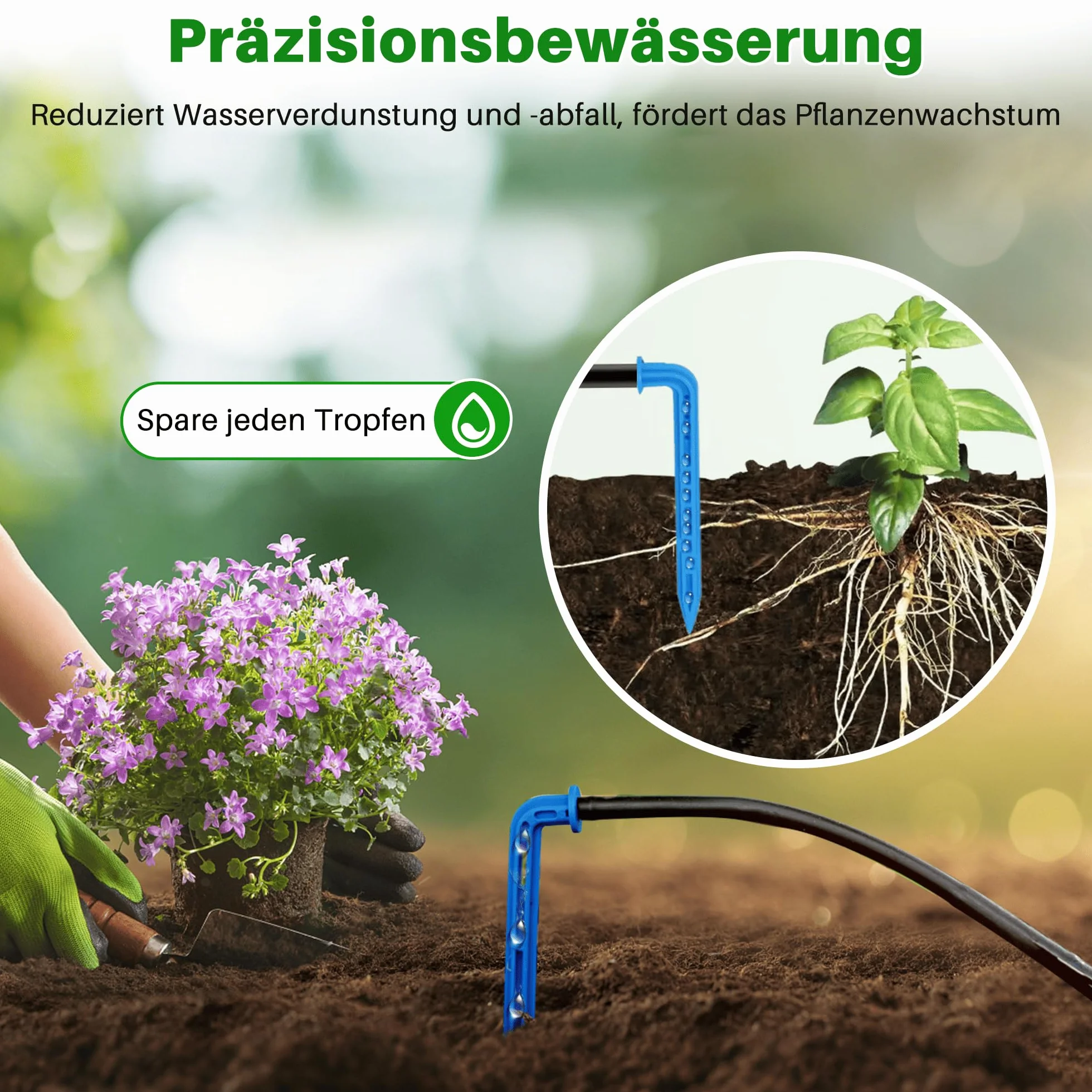 Biling Solarny system nawadniania na balkon, 2,5 W, 15 m, solarny system nawadniania ogrodu, automatyczne nawadnianie, system nawadniania solarnego do roślin ogrodowych