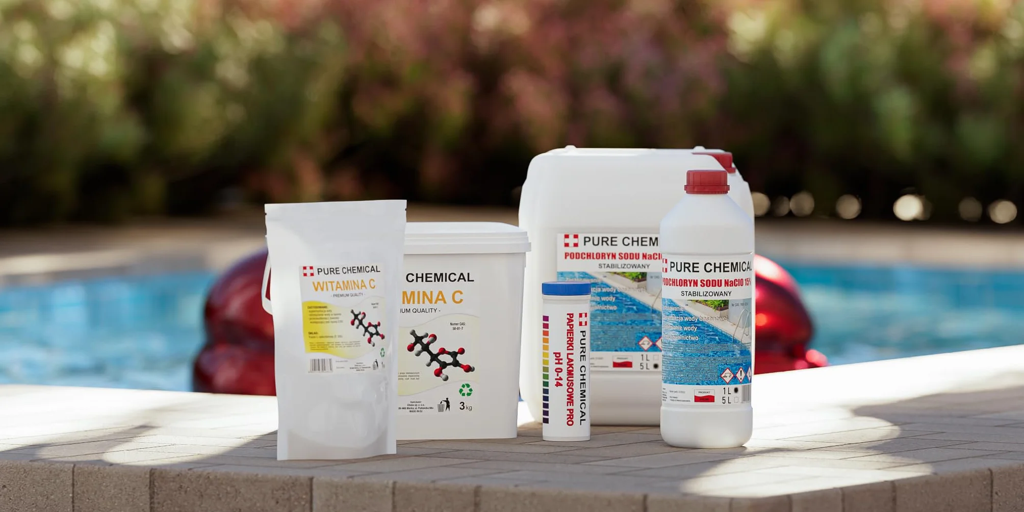 PURE CHEMICAL Witamina C do wody basenowej Kwas askorbinowy w proszku 5kg Czyszczenie basenów