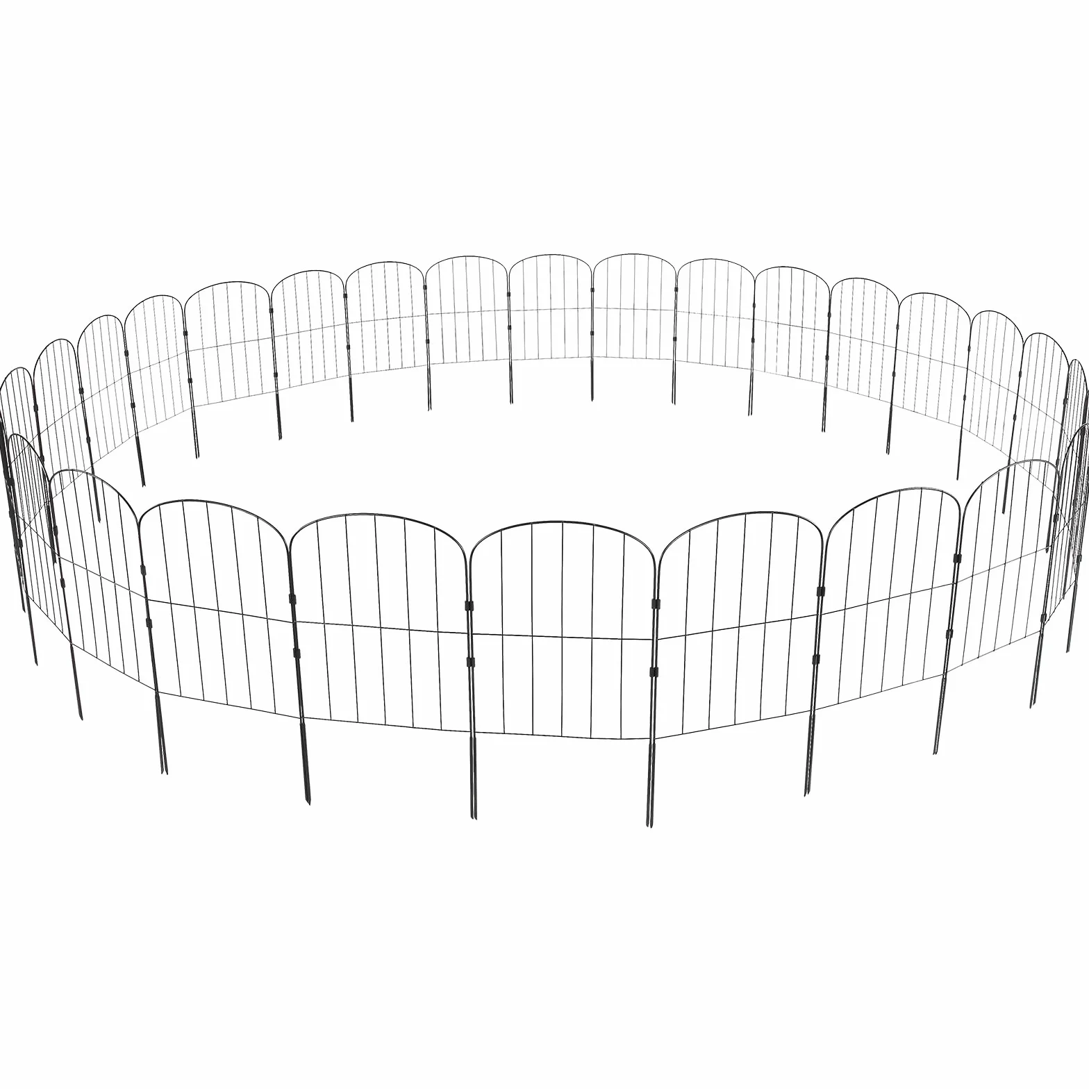 VEVOR Dekoracyjne ogrodzenie ogrodowe, 61 x 33 cm, metalowe ogrodzenie ze stali węglowej, 5,08 cm, odstęp między kolcami, płot dla psów, siatka ogrodzeniowa, metalowe elementy ogrodzenia, w zestawie