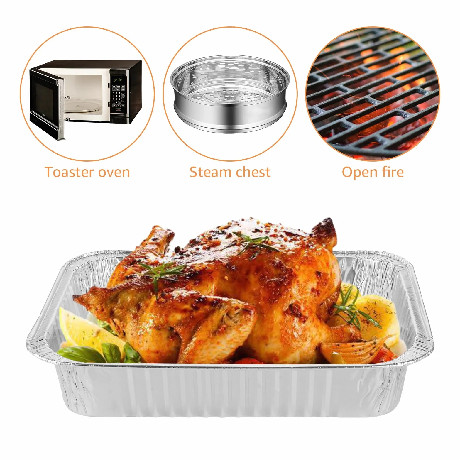 SHUESS aluminiowe miski do grilla 5000 ml 37x26x7 cm jednorazowe
