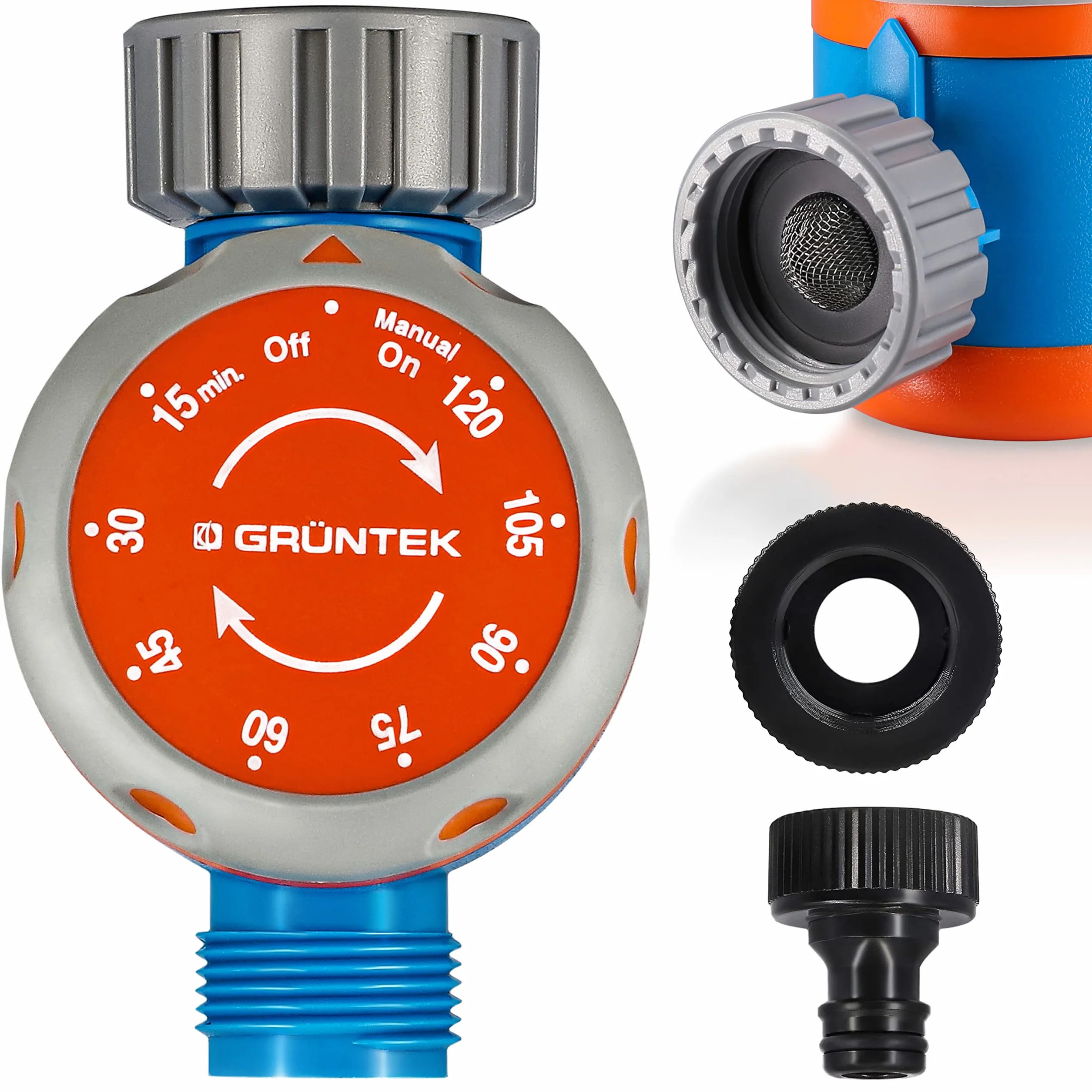 GRÜNTEK Mechaniczny timer wody do kranu, 15-120 min automatyczne nawadnianie