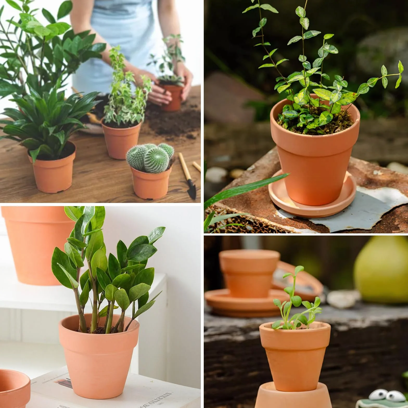 20 sztuk glinianych doniczek mini 4,5 x 4 cm, gliniane doniczki małe z otworami drenażowymi, małe doniczki z terakoty DIY, do uprawy sukulentów, uprawy sadzonek i ogrodu domowego