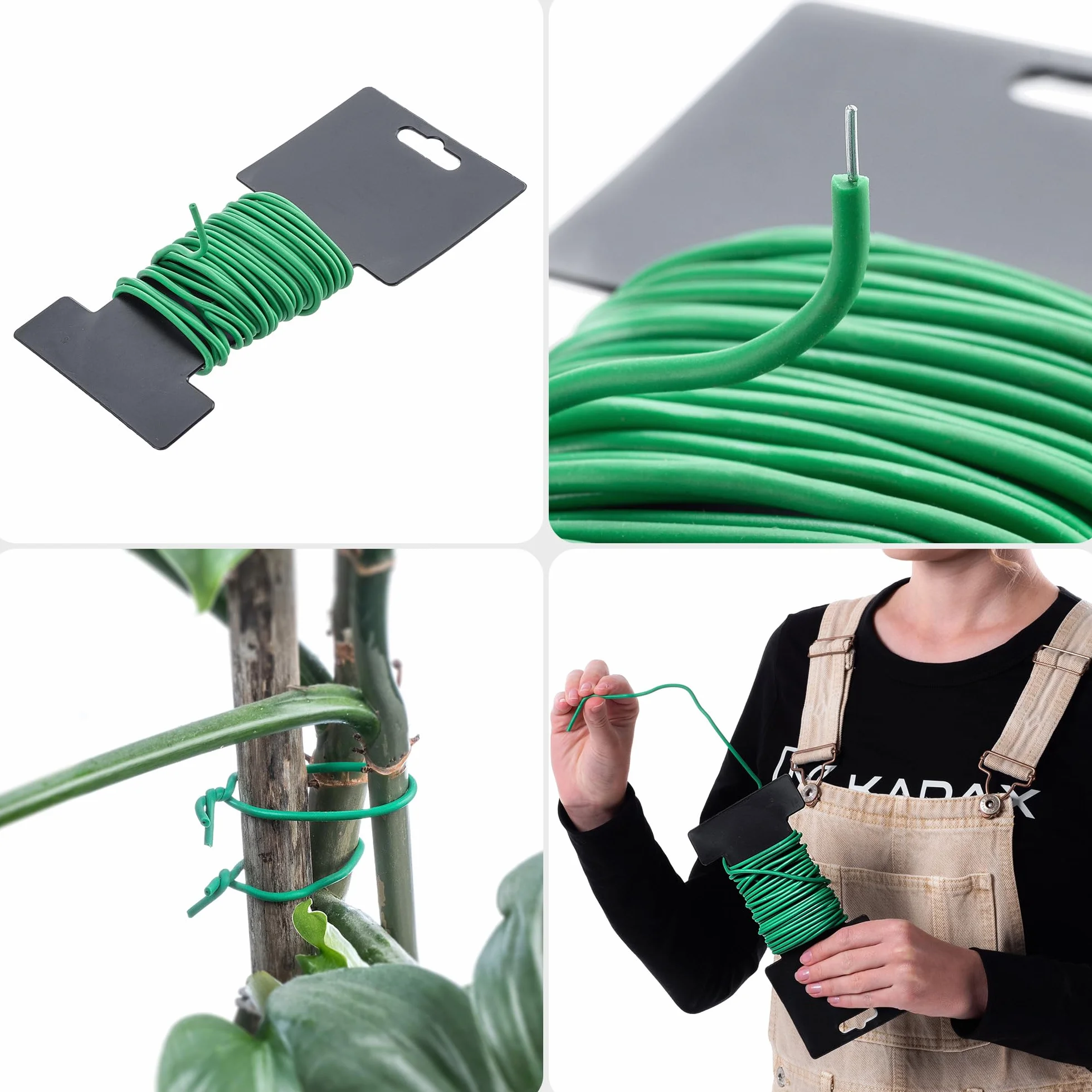 KADAX drut ogrodowy 3 mm x 5 m, zielony, gumowany, odporny na warunki atmosferyczne