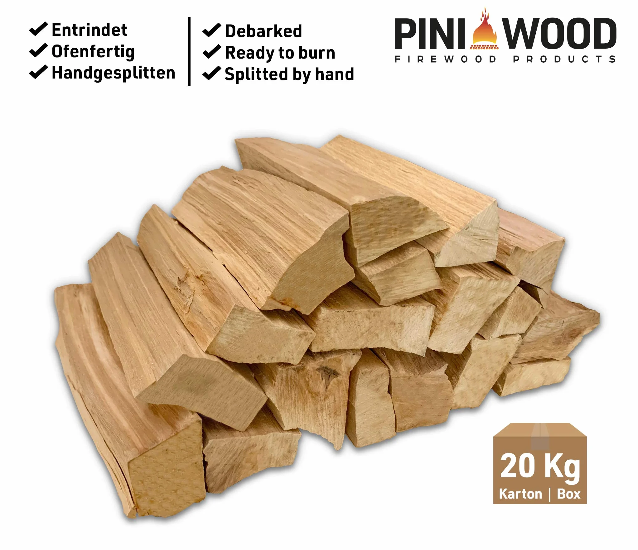 PINI drewno do grillowania buk 20 kg 25 cm do pieca pizzy grilla wędzarni