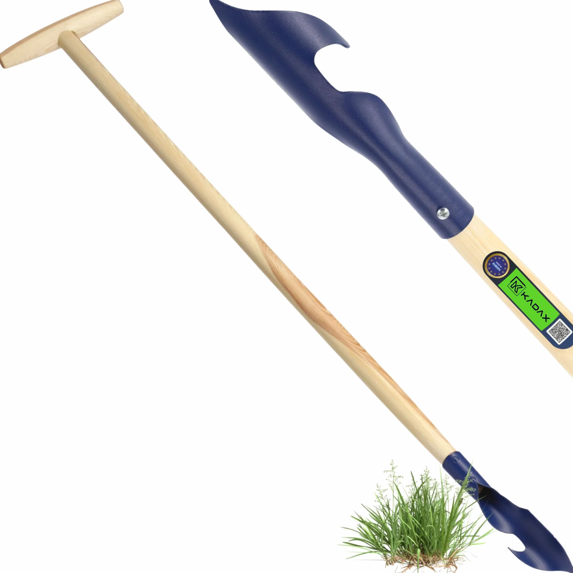 KADAX Metalowy wyrywacz do chwastów z głowicą spiralną, ręczny, 116 cm, niebieski