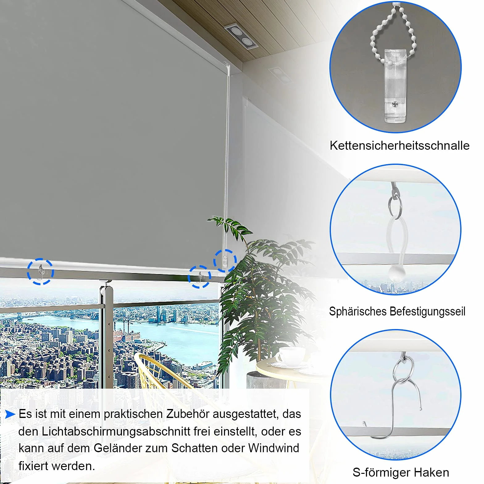 Roleta zewnętrzna 140x140 cm szara przeciwsłoneczna UV