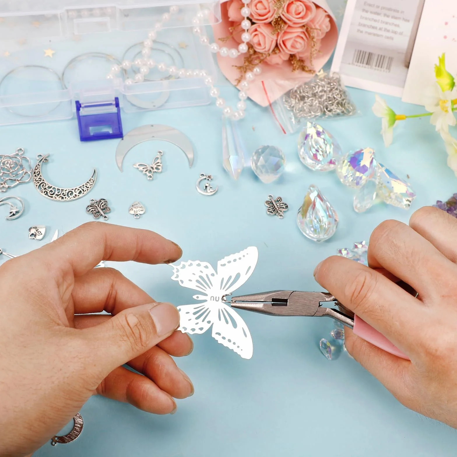 400 sztuk łapaczy słońca z kryształu zestaw do majsterkowania, DIY łapacz słońca z kryształu dzwonki wietrzne, łapacz słońca dekoracja okienna, Suncatcher dzwonki wietrzne majsterkowanie, wisząca