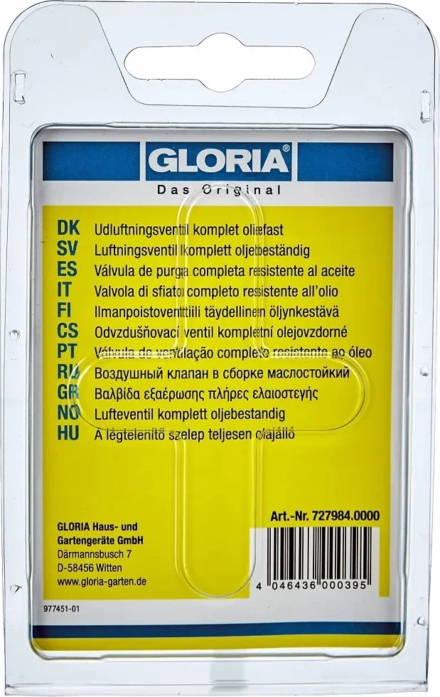 GLORIA Zawór odpowietrzający nadciśnieniowy do opryskiwacza ciśnieniowego Olejoodporny