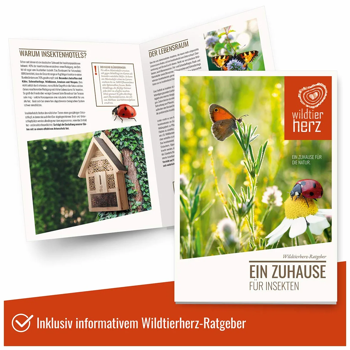 wildtier herz | Domek ogrodowy na owady z naturalnego drewna - odporny na warunki atmosferyczne - Ekologiczny schronienie dla motyli osy pszczół chrząszczy - łatwa pielęgnacja - trwała