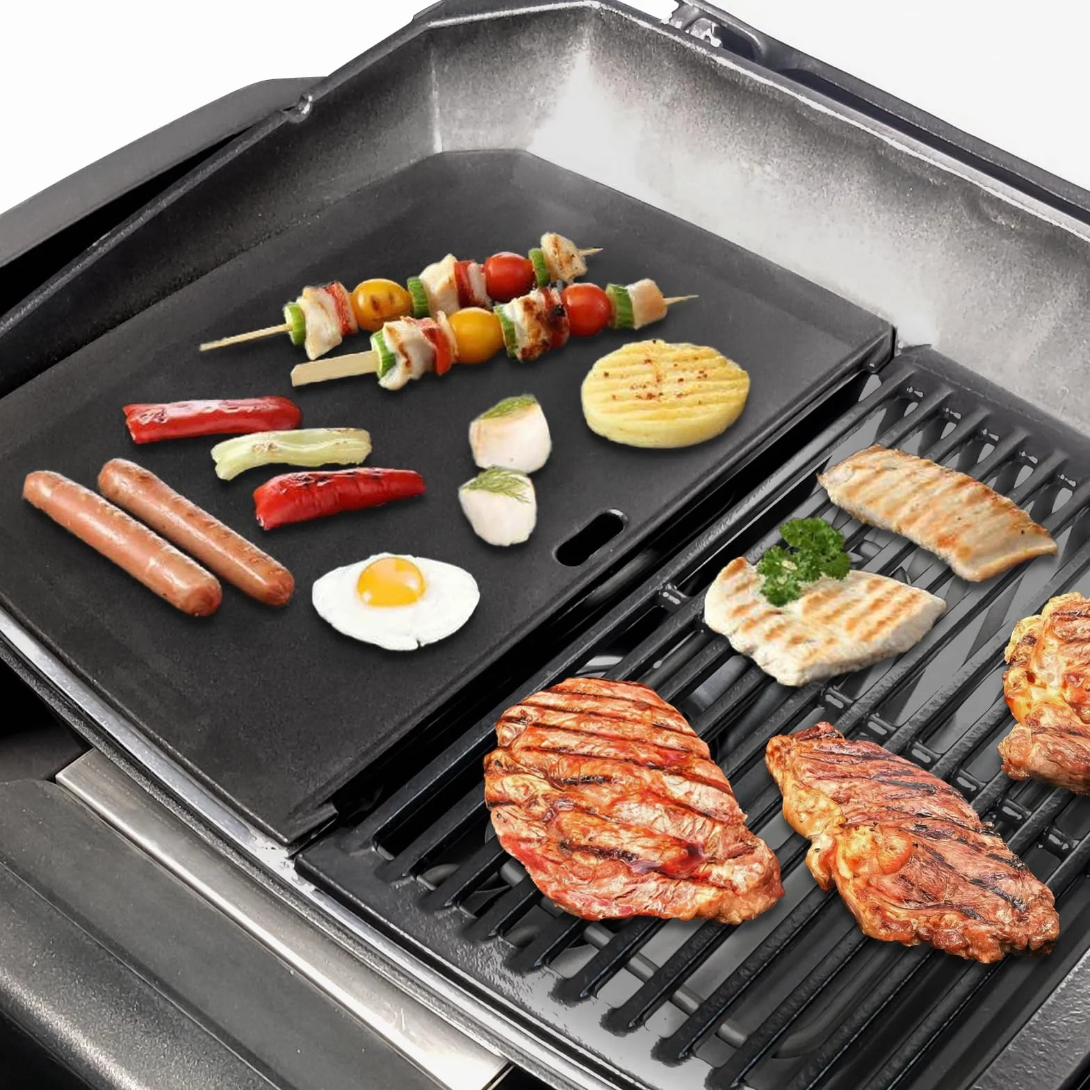 Denmay 38,6 x 24,6 cm żeliwna płyta grillowa do Weber Pulse 2000 grilla gazowego, patelnia grillowa Plancha zamiennik do Weber Pulse 2000, akcesoria do grilla żeliwne