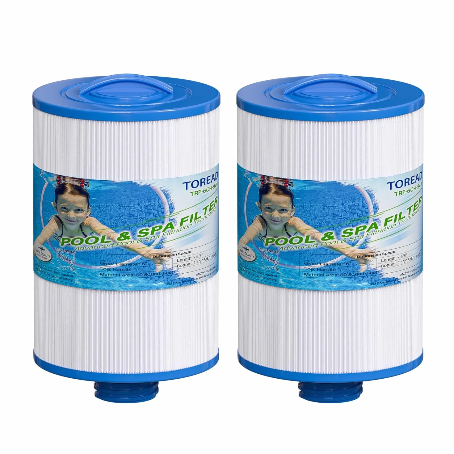 TOREAD Zamiennik filtra Spa Unicel 6CH-940, PWW50P3(NIE PWW50P4), Filbur FC-0359, 817-0050, 25252, 03FIL1400, 1 1/5.1 cm SAE filtr gwintowany, 2 szt