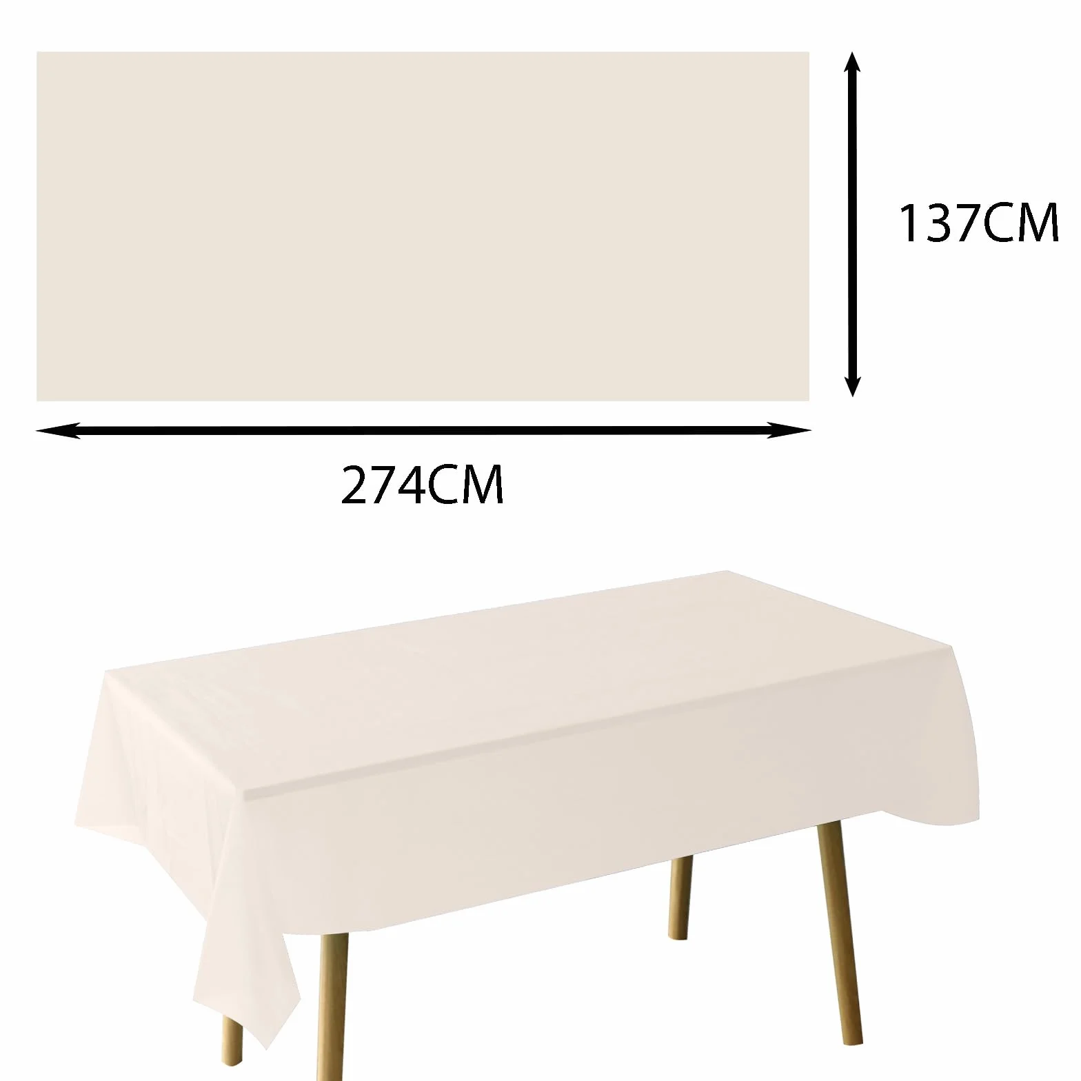 Obrus plastikowy zmywalny 137 x 274 cm beżowy prostokątny na imprezę dekoracja stołu 6 szt