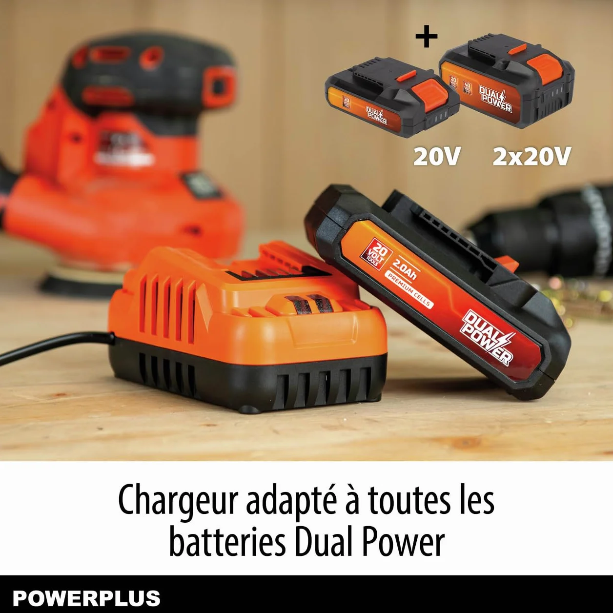 POWER plus Zestaw akumulatorów i ładowarek Dual Power 20 V 2,0 Ah 2 A