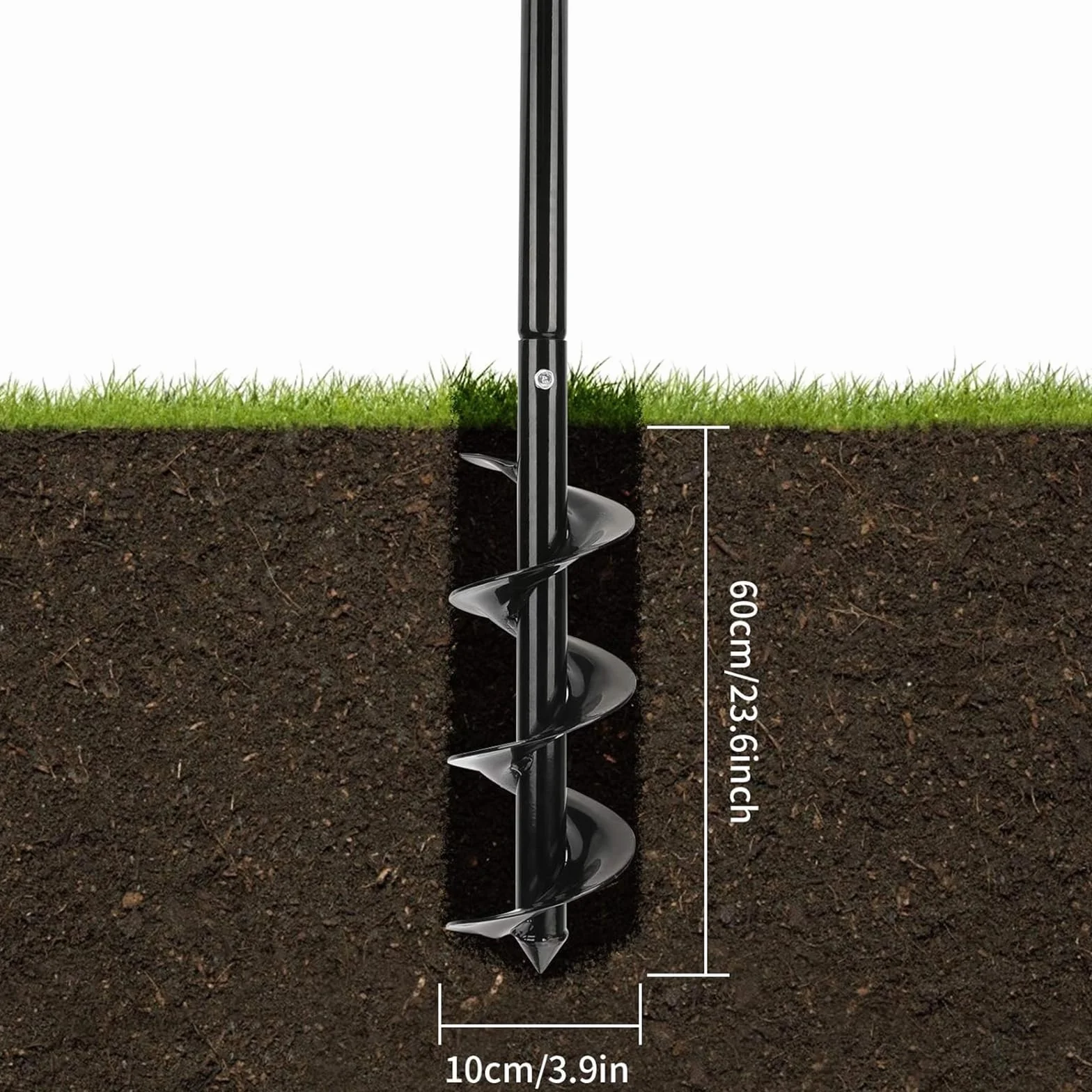 Wiertarka ręczna 60-85 cm regulowana, średnica 10 cm wiertło spiralne do ogrodu