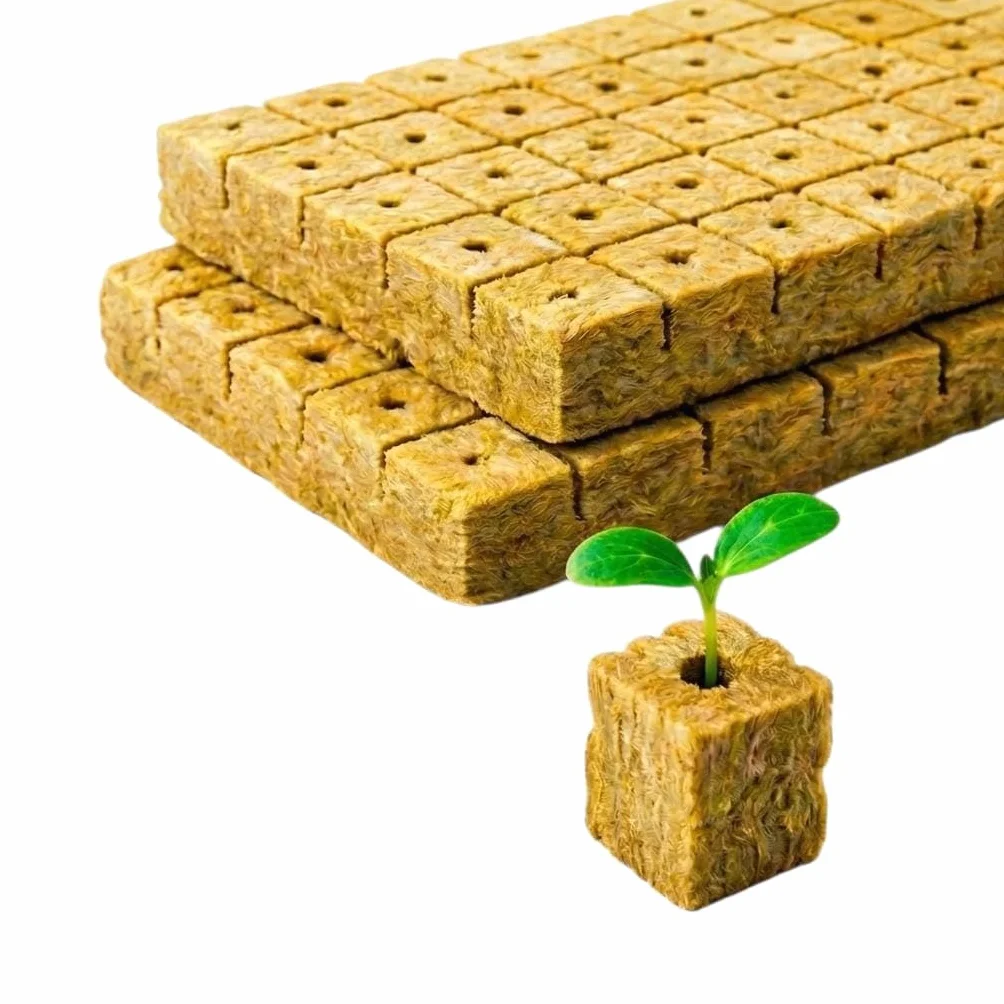 Zestaw 100 Kostek Wełny Mineralnej do Hydroponiki (2,5 cm) do Kiełkowania i Sadzonek, Napowietrzone Podłoże Wspomagające Szybki Wzrost, Ogrodów