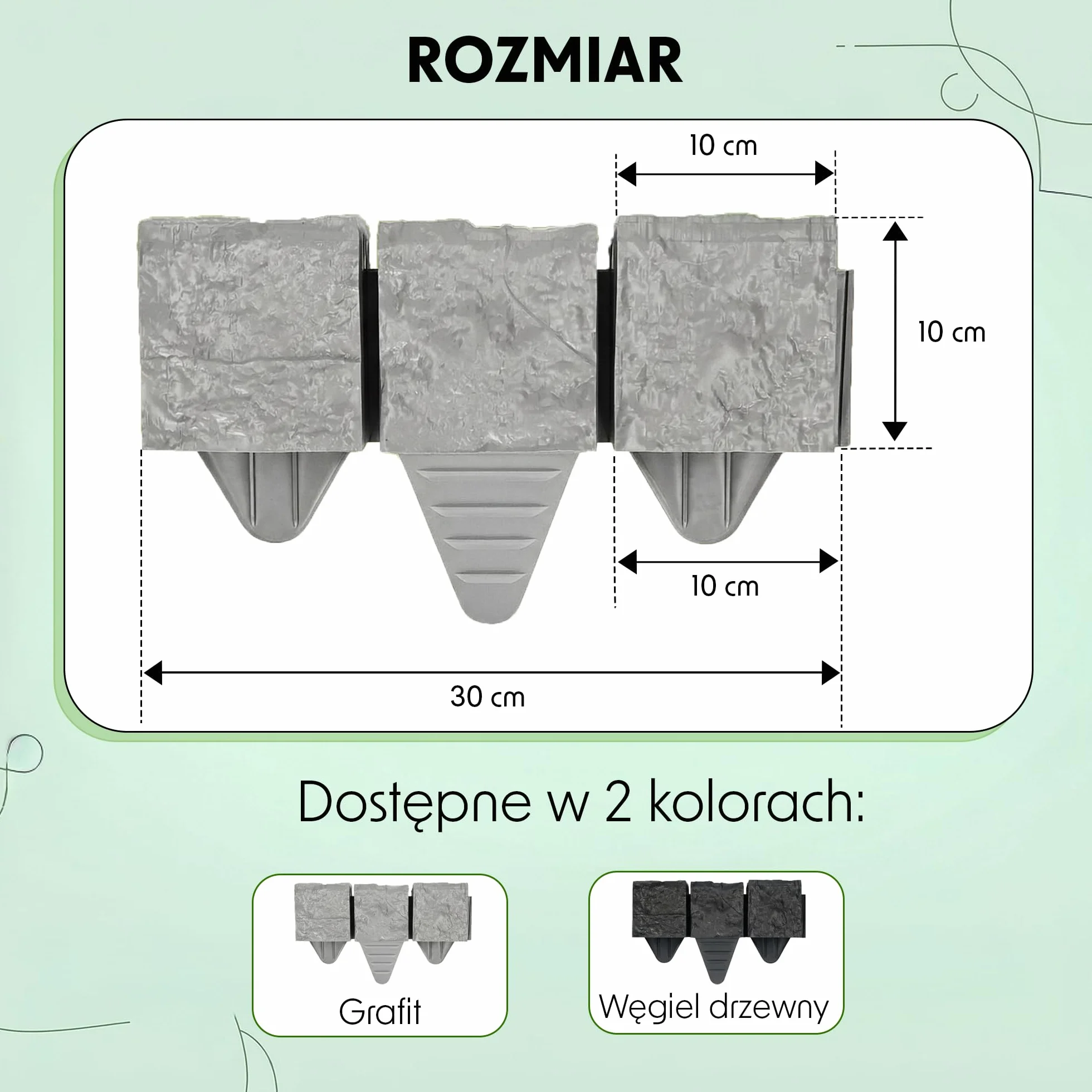 GARDENIX Krawędź trawnika 1,8 m, szary, obramowanie rabatki z tworzywa sztucznego