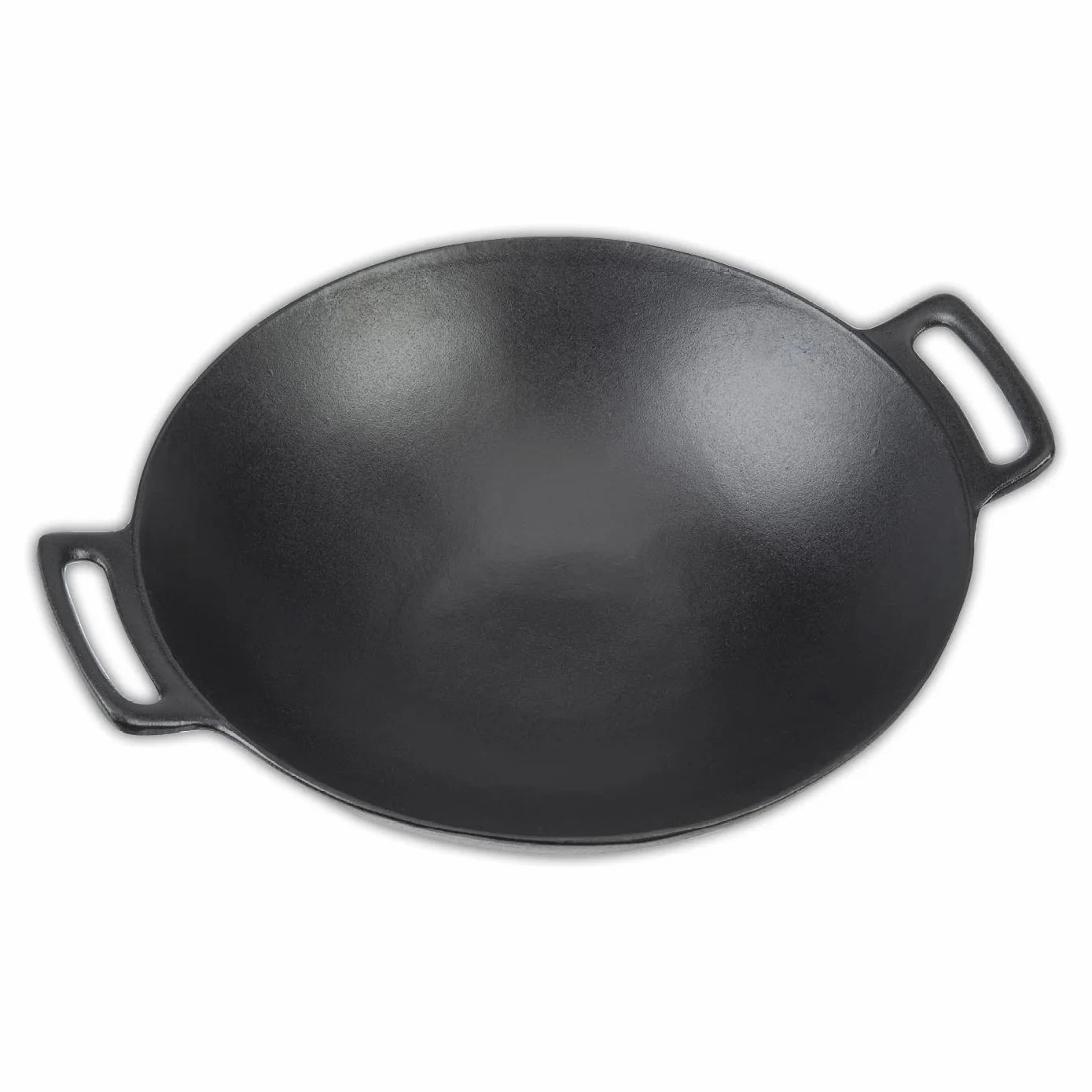 LANDMANN Grillwok | Wysokiej jakości wok z emaliowanego żeliwa (Ø 36 cm) | optymalna dystrybucja ciepła i magazynowanie ciepła | ze spłaszczonym dnem pasuje do rusztów | 38 x 46 x 13,5 cm [czarny]