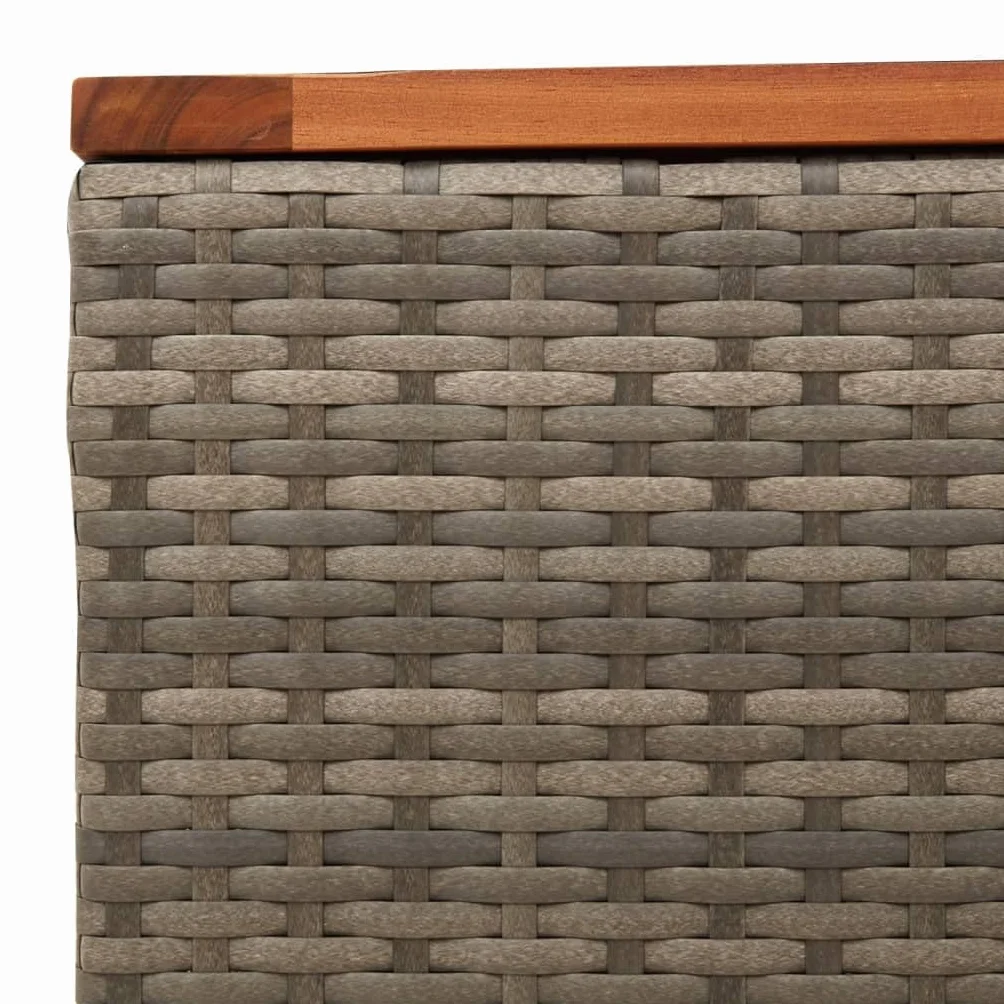 vidaXL Stół ogrodowy, szary, 55x55x37 cm, rattan PE i drewno akacjowe, stolik ogrodowy, stolik do ogrodu, stolik kawowy na zewnątrz