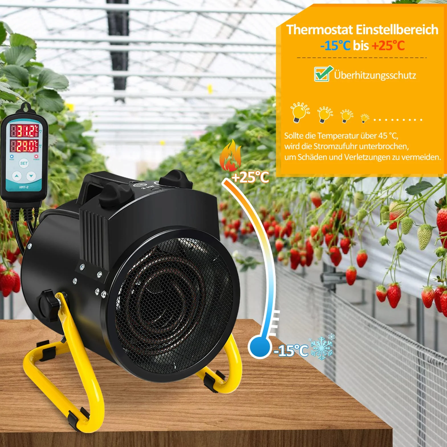 Jopassy Ochrona przed mrozem z termostatem, ochrona IPX4, ochrona przed wodą rozbryzgową, szybkie nagrzewanie, wielokrotna ochrona do szklarni, tarasu, ogrodu