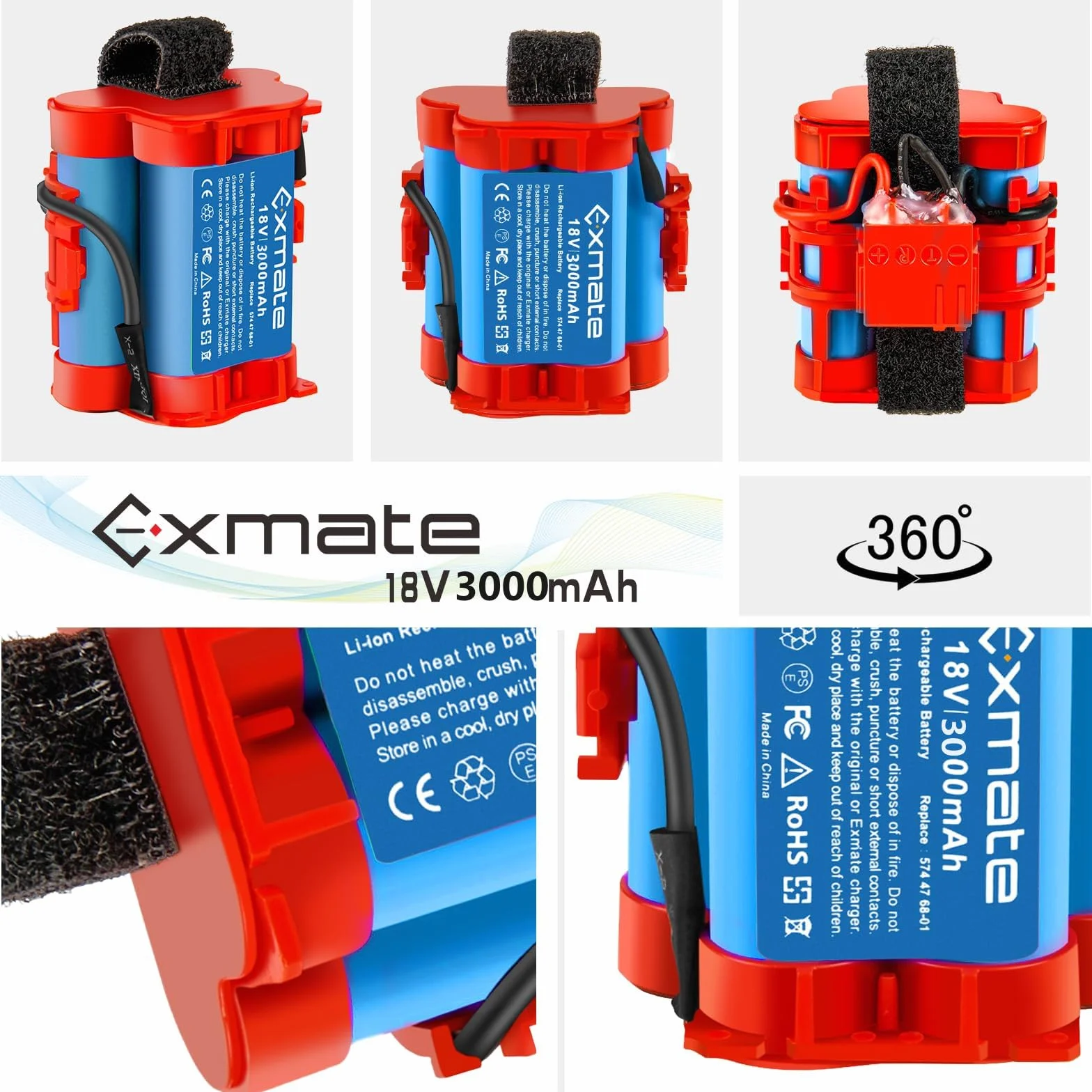 Exmate 18 V 3.0 Ah 574 47 68-01/02/03 586 57 62-02 akumulator litowo-jonowy do Gardena R38Li R40Li R45Li R50Li R70Li R70Li, Flymo 1200R, Husqvarna Automower 105, 305 308 308 8X