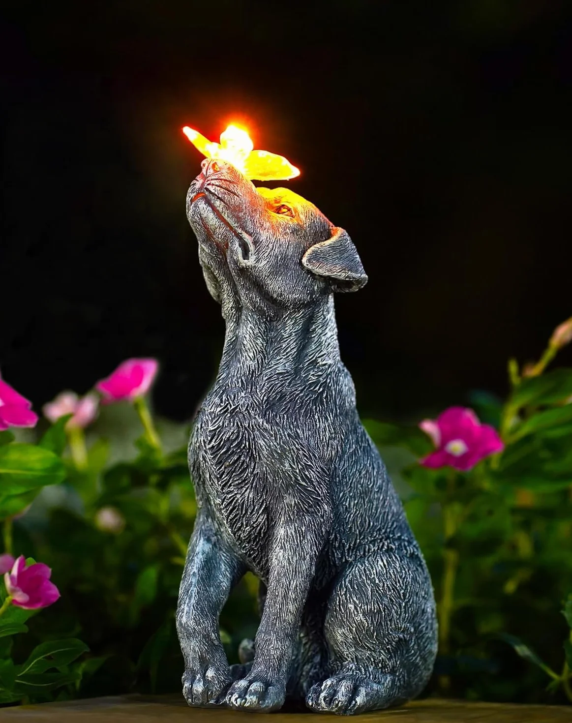 Yeomoo Figurki ogrodowe z motylem solarnym wodoodporne z żywicy dekoracja taras